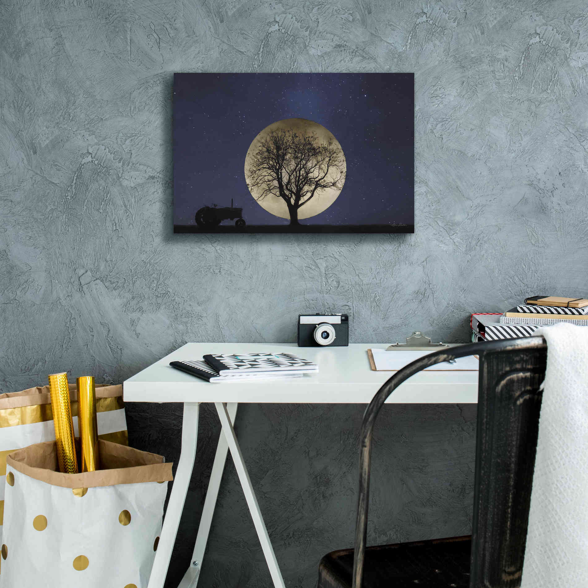'Full Moon Country Night' by Lori Deiter, Canvas Wall Art,18 x 12