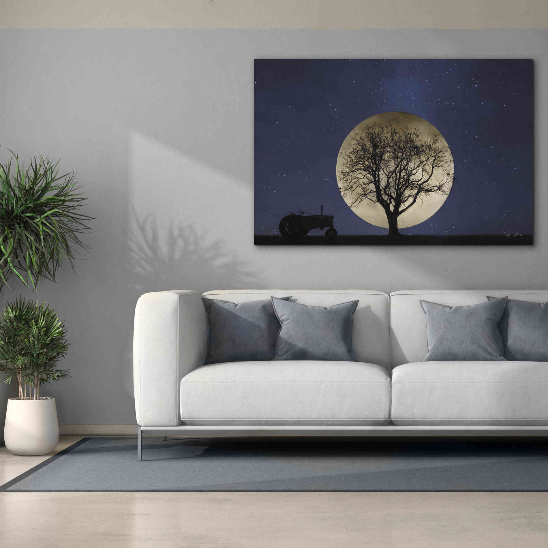 'Full Moon Country Night' by Lori Deiter, Canvas Wall Art,60 x 40
