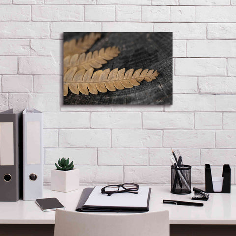 Image of 'Gold on Black V' by Lori Deiter, Canvas Wall Art,18 x 12