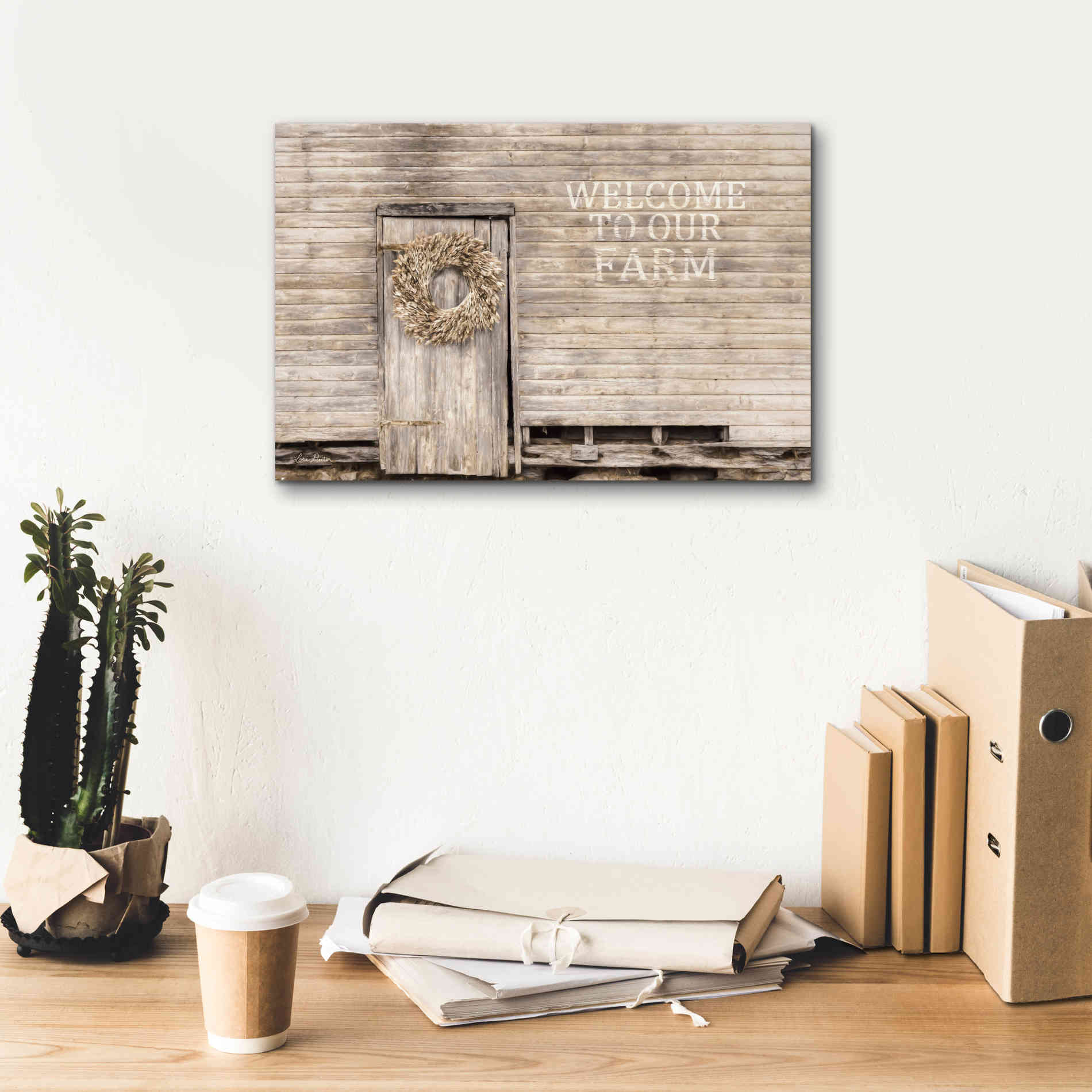'Welcome to Our Farm' by Lori Deiter, Canvas Wall Art,18 x 12