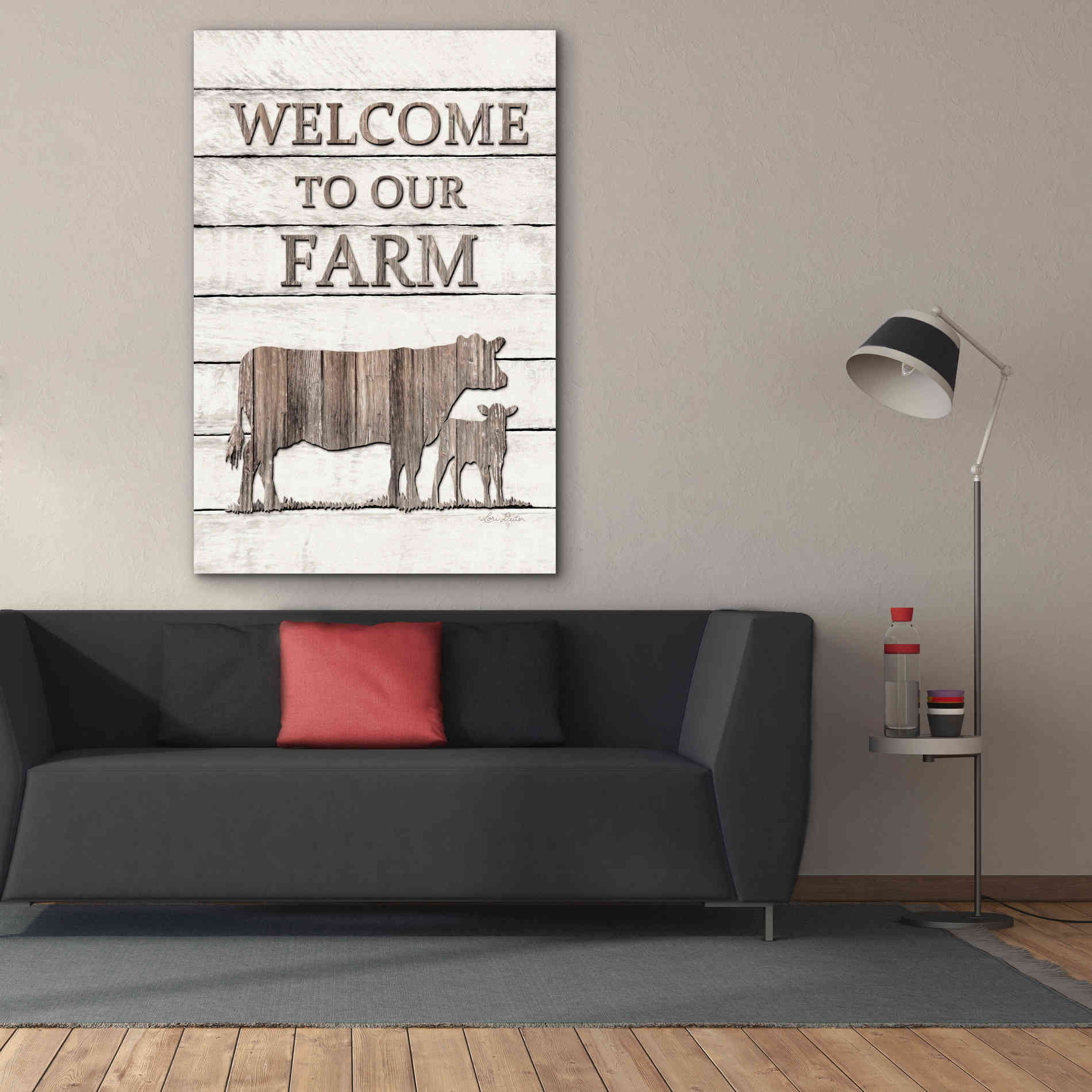 'Cow Welcome to Our Farm' by Lori Deiter, Canvas Wall Art,40 x 60