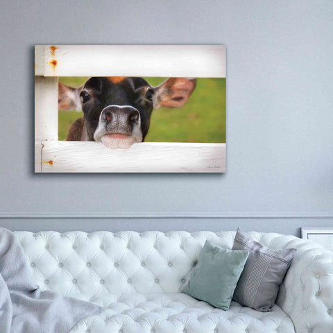 Image of 'Cow at Fence' by Lori Deiter, Canvas Wall Art,60 x 40