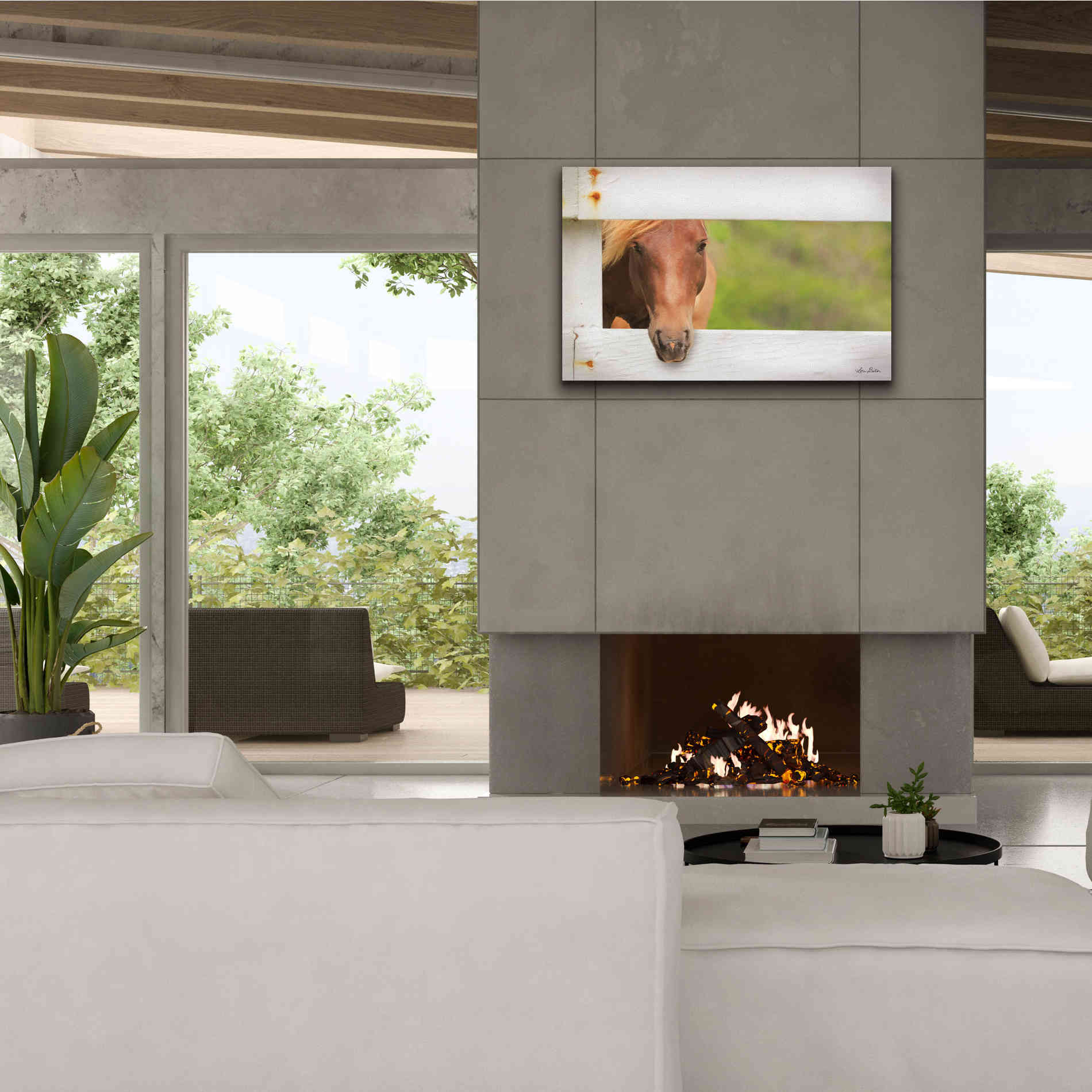 'Horse at Fence' by Lori Deiter, Canvas Wall Art,40 x 26
