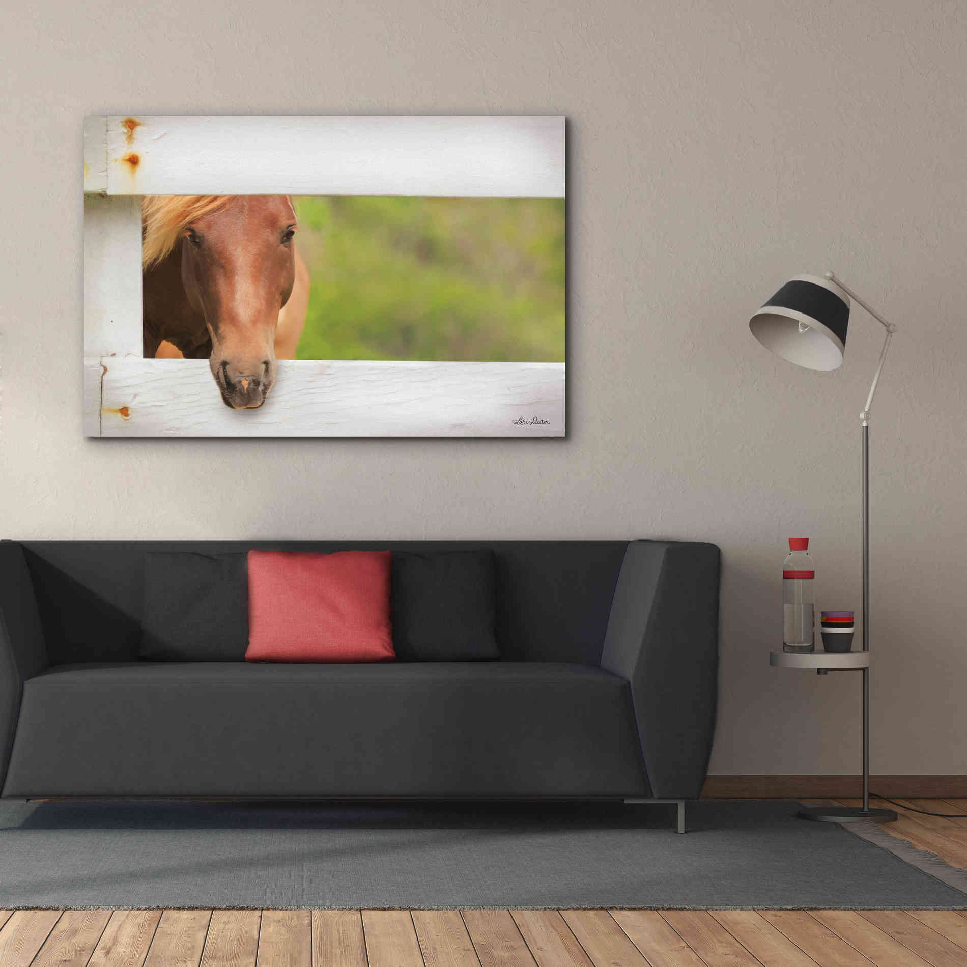 'Horse at Fence' by Lori Deiter, Canvas Wall Art,60 x 40
