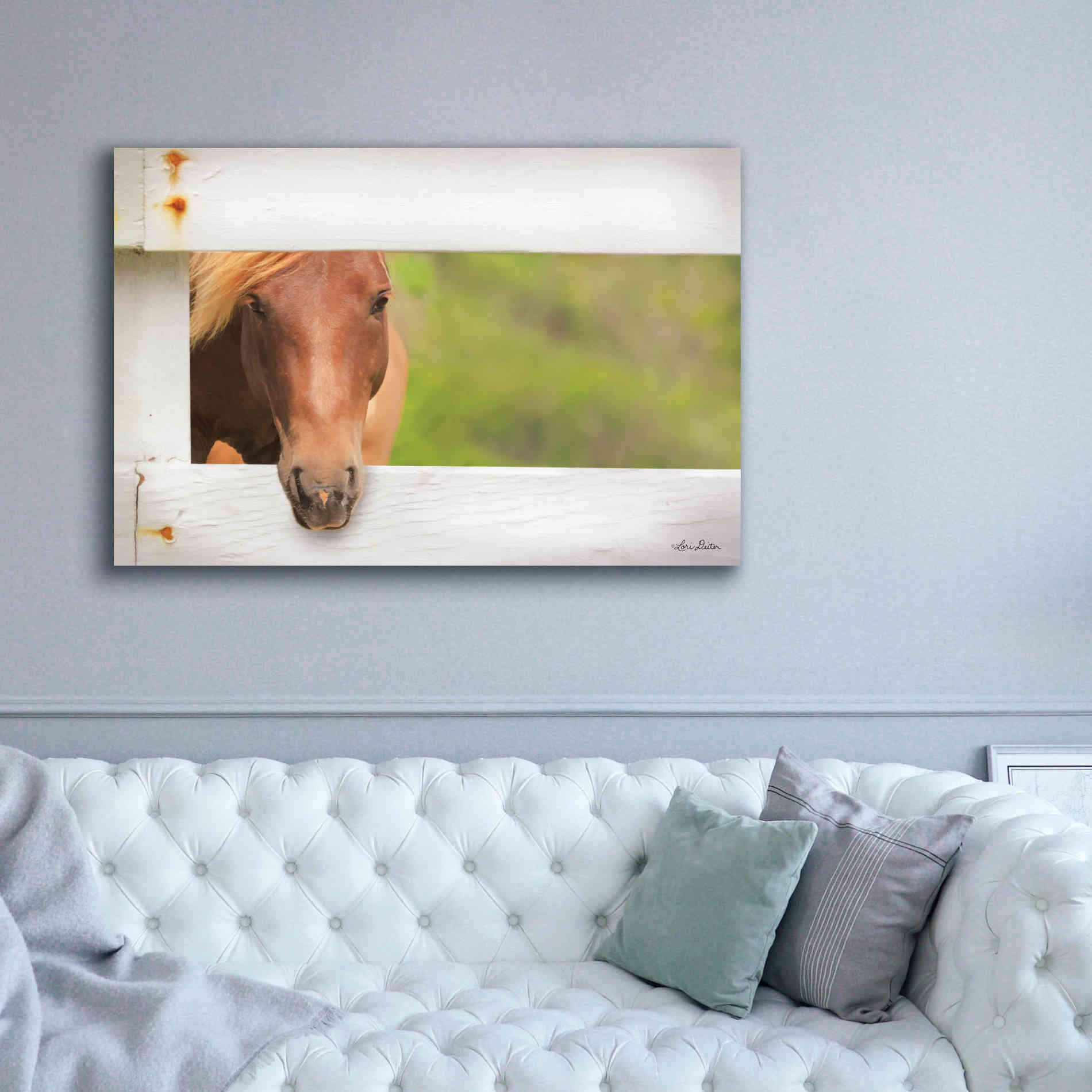 'Horse at Fence' by Lori Deiter, Canvas Wall Art,60 x 40