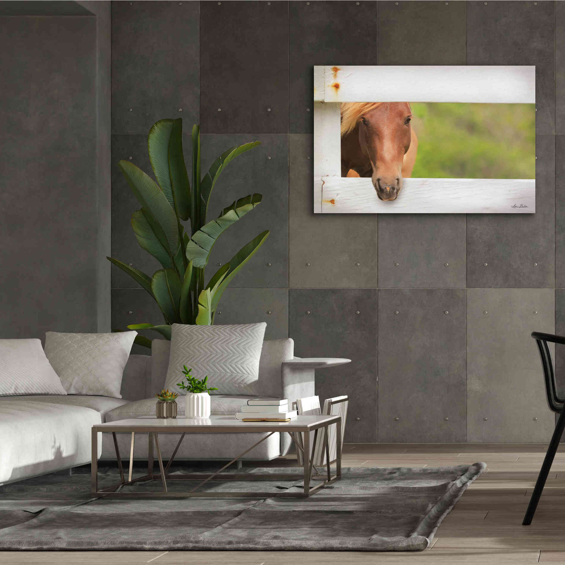 'Horse at Fence' by Lori Deiter, Canvas Wall Art,60 x 40