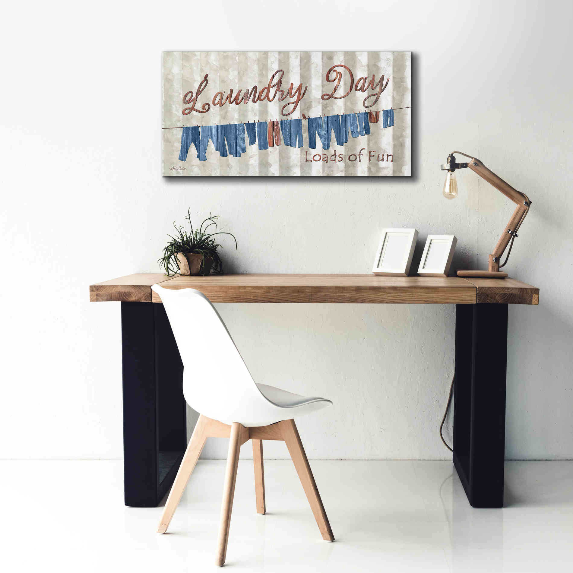'Laundry Day Loads of Fun' by Lori Deiter, Canvas Wall Art,40 x 20