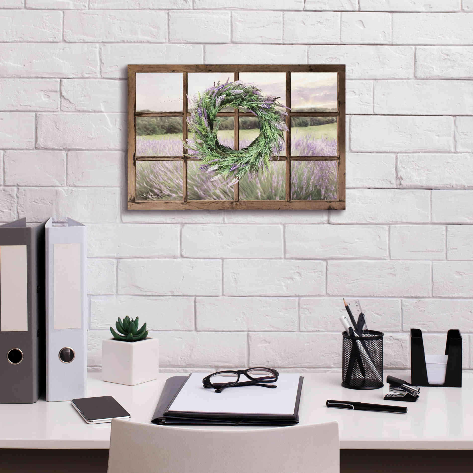 'Lavender Fields Window' by Lori Deiter, Canvas Wall Art,18 x 12