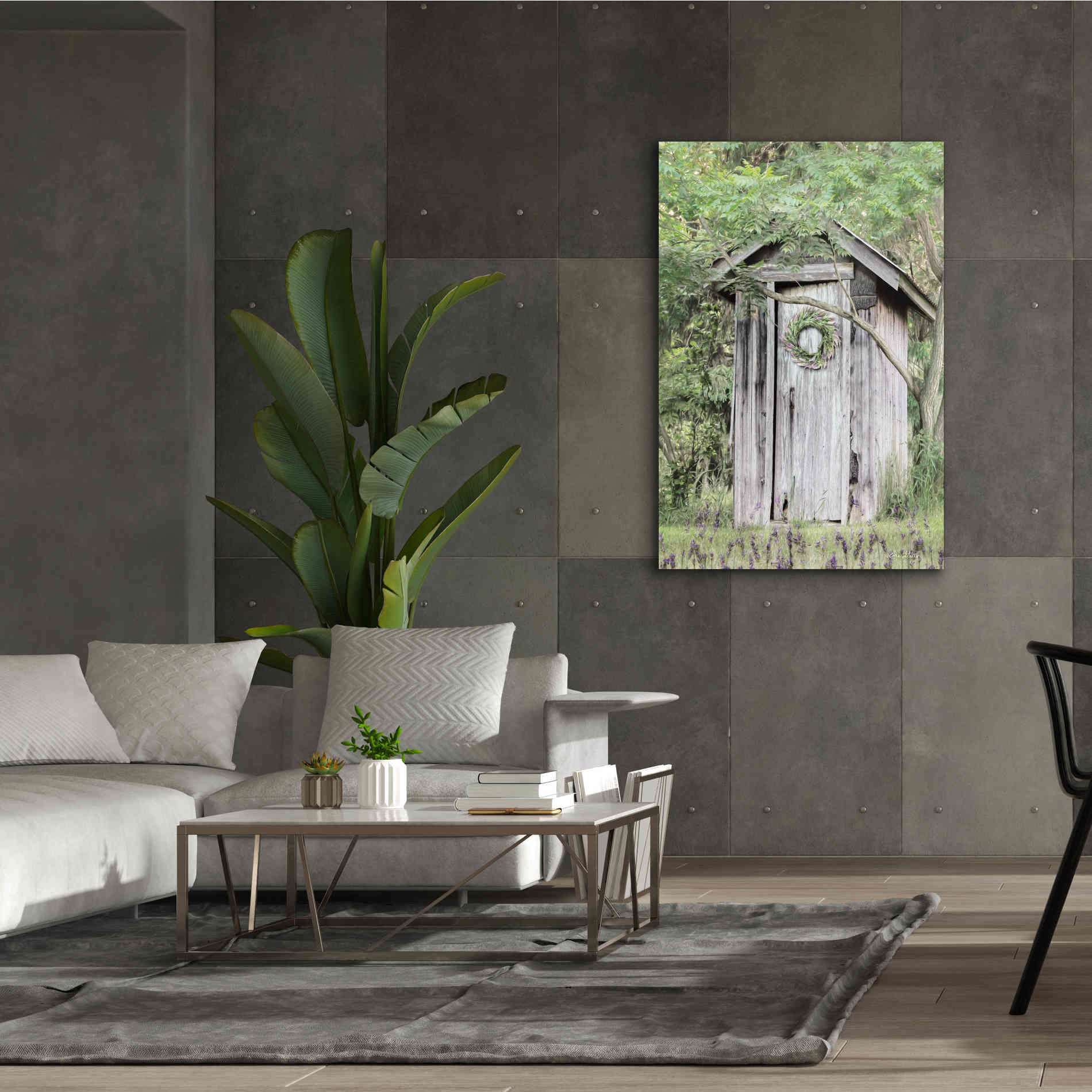 'Lavender Outhouse' by Lori Deiter, Canvas Wall Art,40 x 60