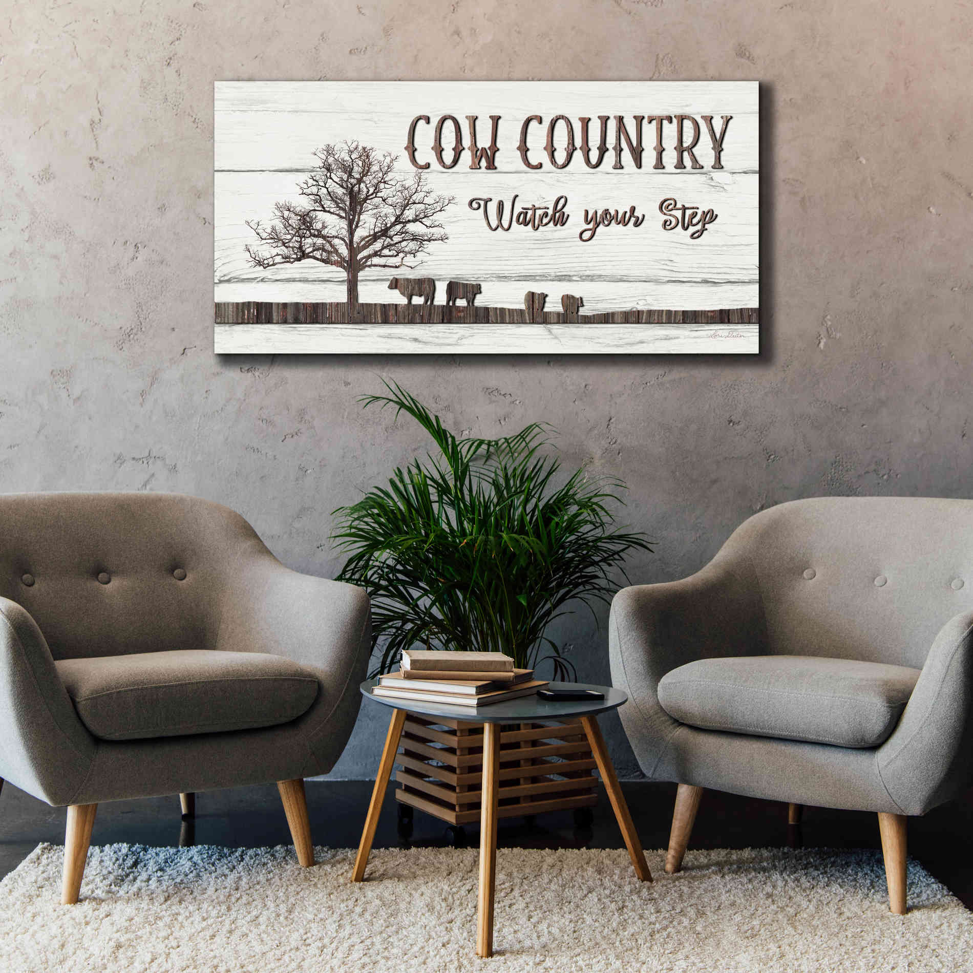'Cow Country' by Lori Deiter, Canvas Wall Art,60 x 30