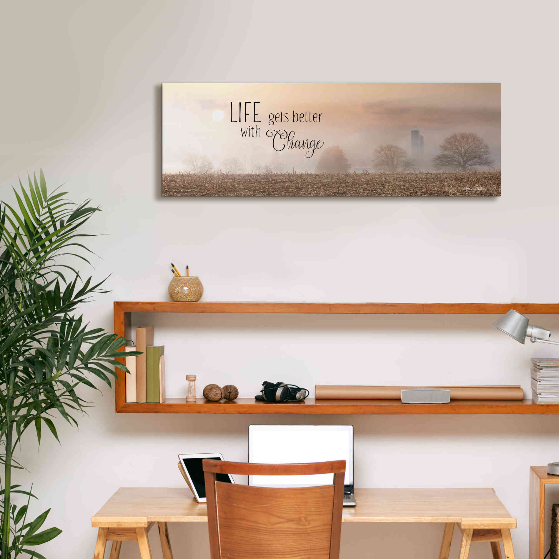 'Life Gets Better with Change' by Lori Deiter, Canvas Wall Art,36 x 12