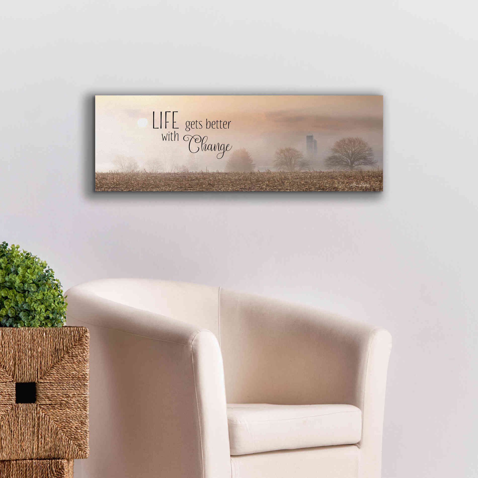 'Life Gets Better with Change' by Lori Deiter, Canvas Wall Art,36 x 12
