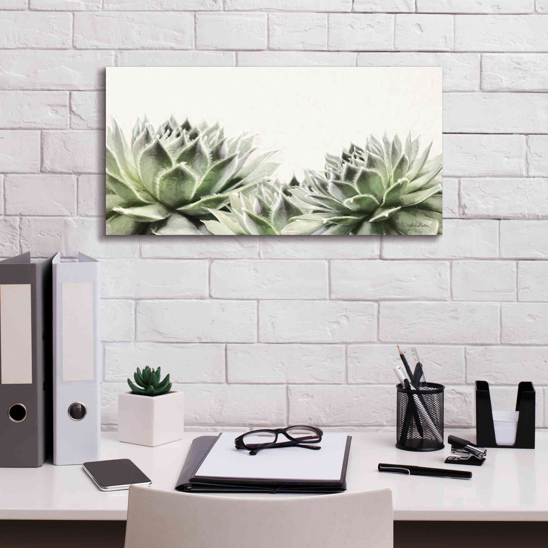 'Soft Succulents I' by Lori Deiter, Canvas Wall Art,24 x 12