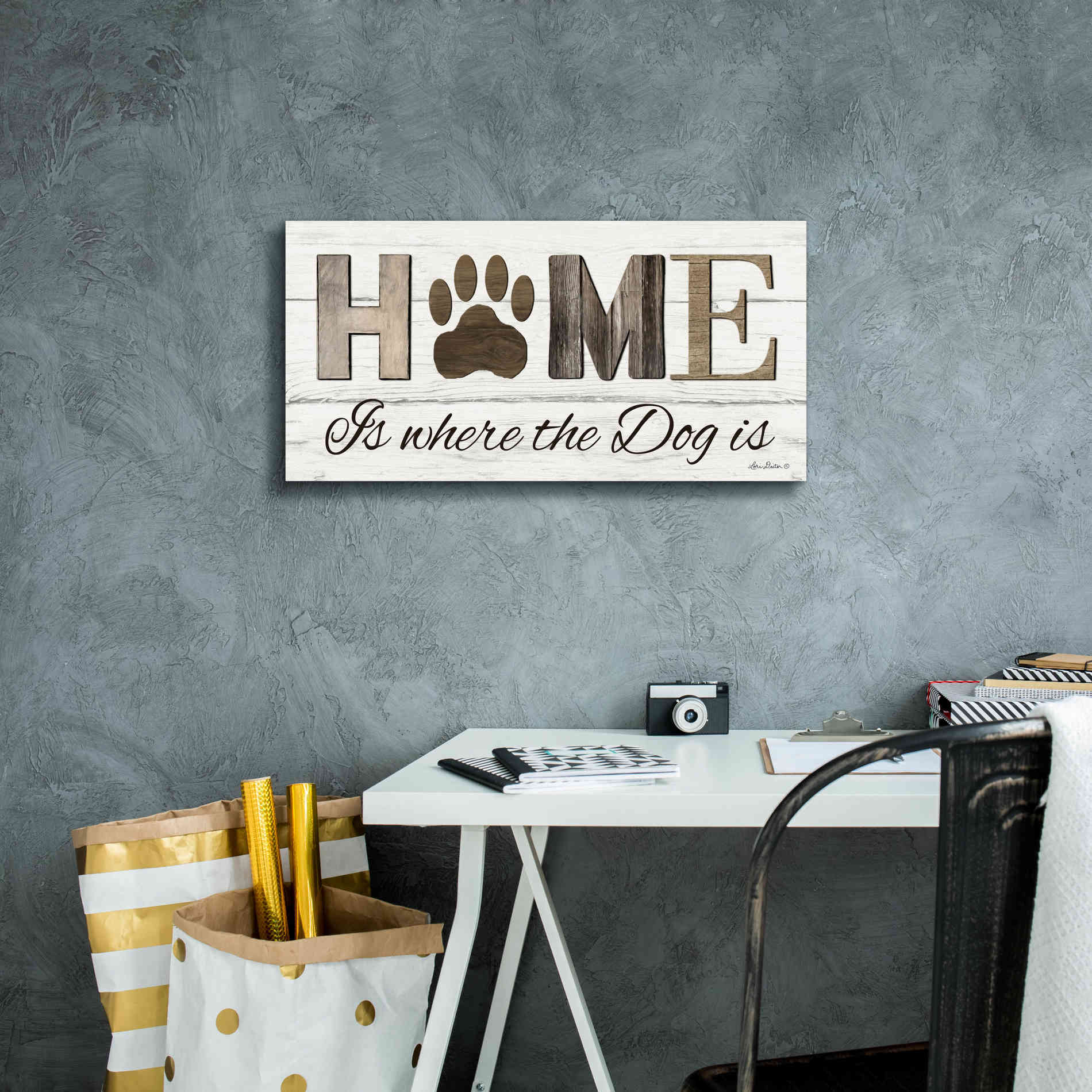 'Home is Where the Dog is' by Lori Deiter, Canvas Wall Art,24 x 12