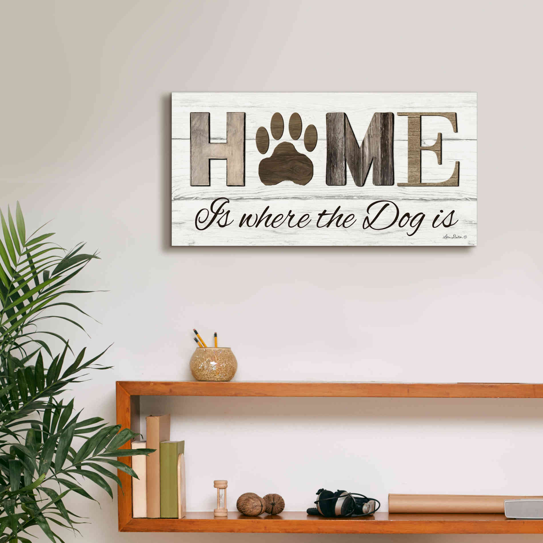 'Home is Where the Dog is' by Lori Deiter, Canvas Wall Art,24 x 12