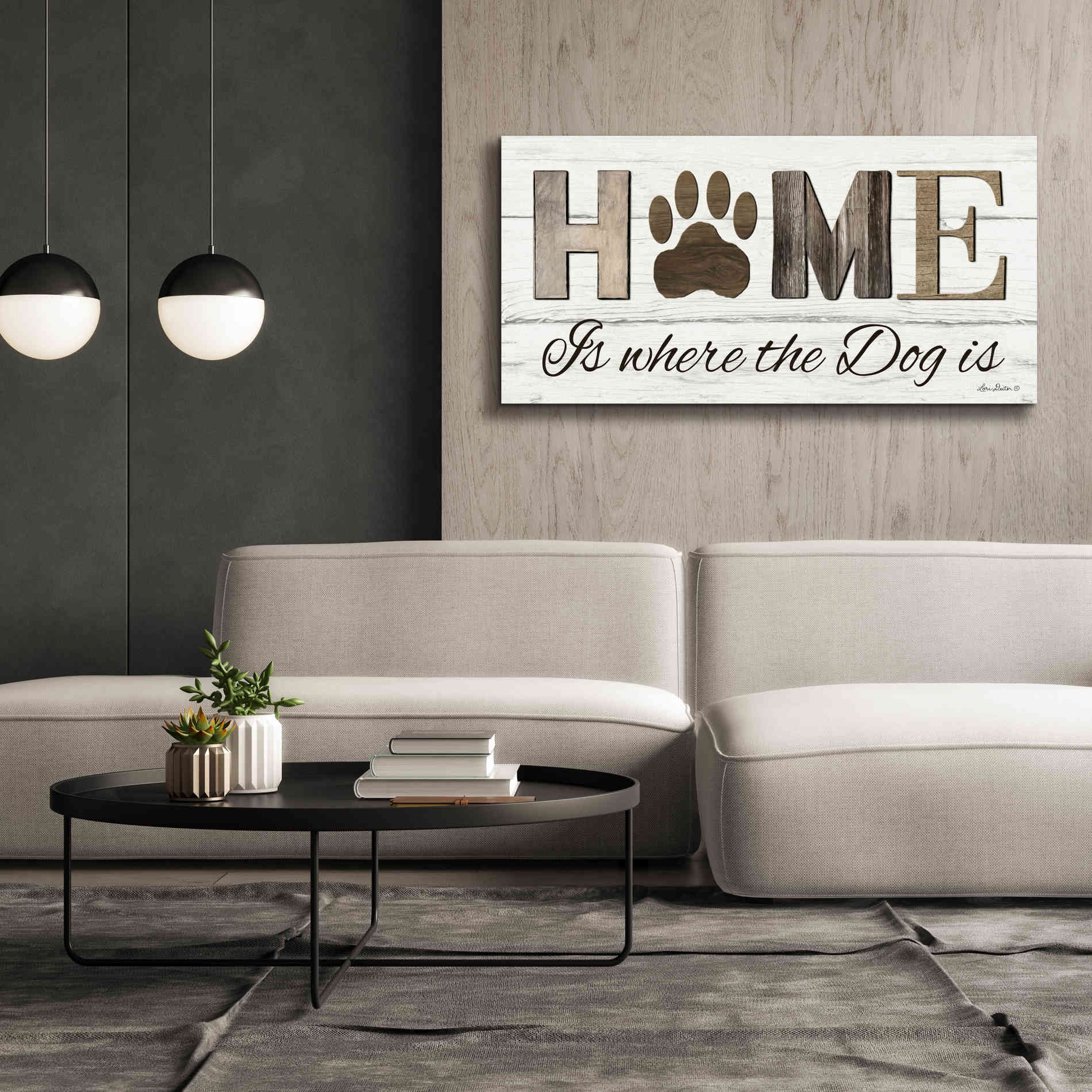 'Home is Where the Dog is' by Lori Deiter, Canvas Wall Art,60 x 30