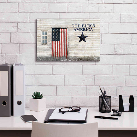 Image of 'God Bless American Flag' by Lori Deiter, Canvas Wall Art,18 x 12
