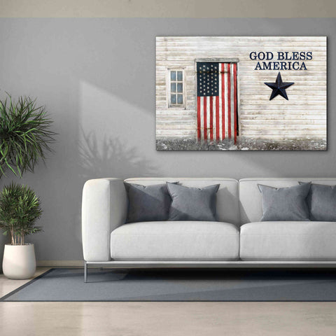 Image of 'God Bless American Flag' by Lori Deiter, Canvas Wall Art,60 x 40