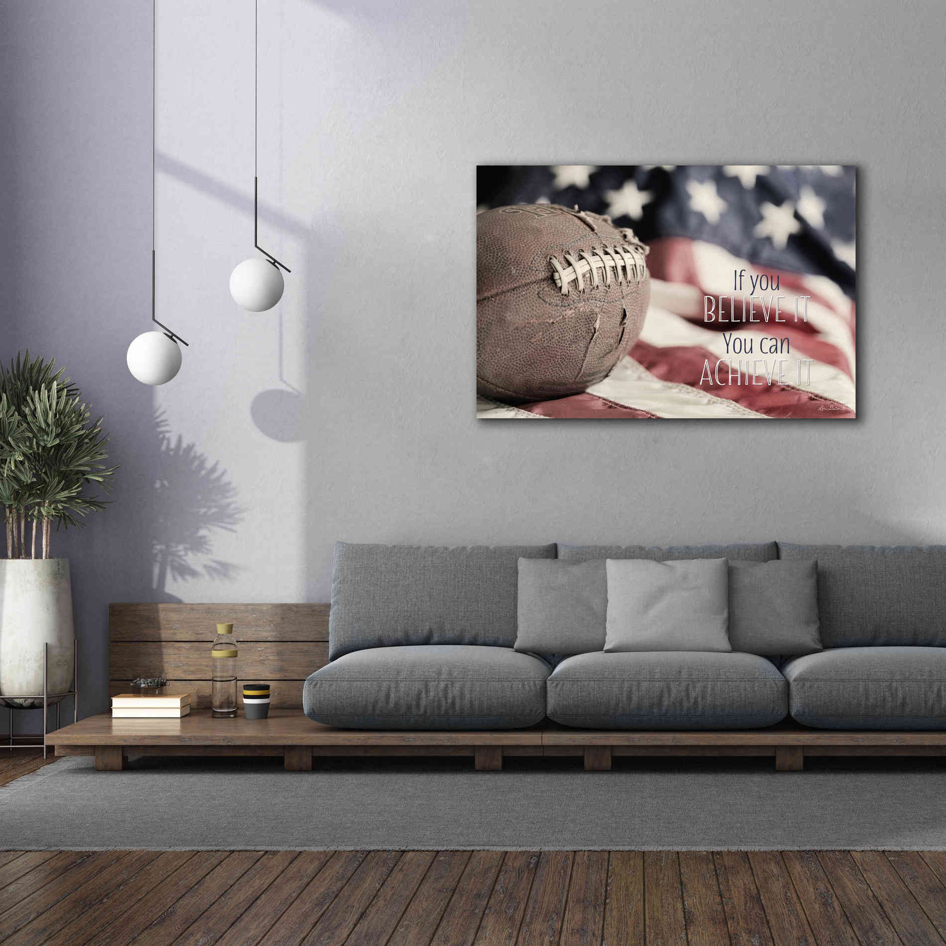 'Football - Believe' by Lori Deiter, Canvas Wall Art,60 x 40