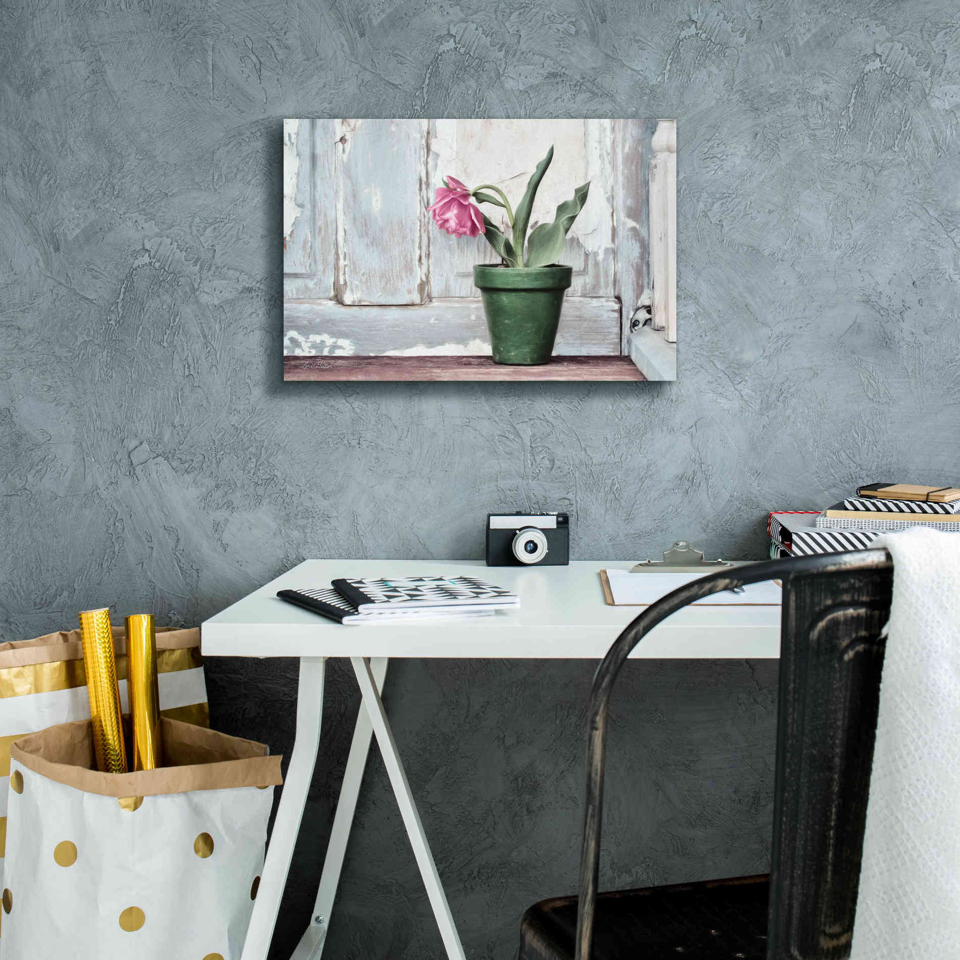 'Take a Bow Tulip' by Lori Deiter, Canvas Wall Art,18 x 12