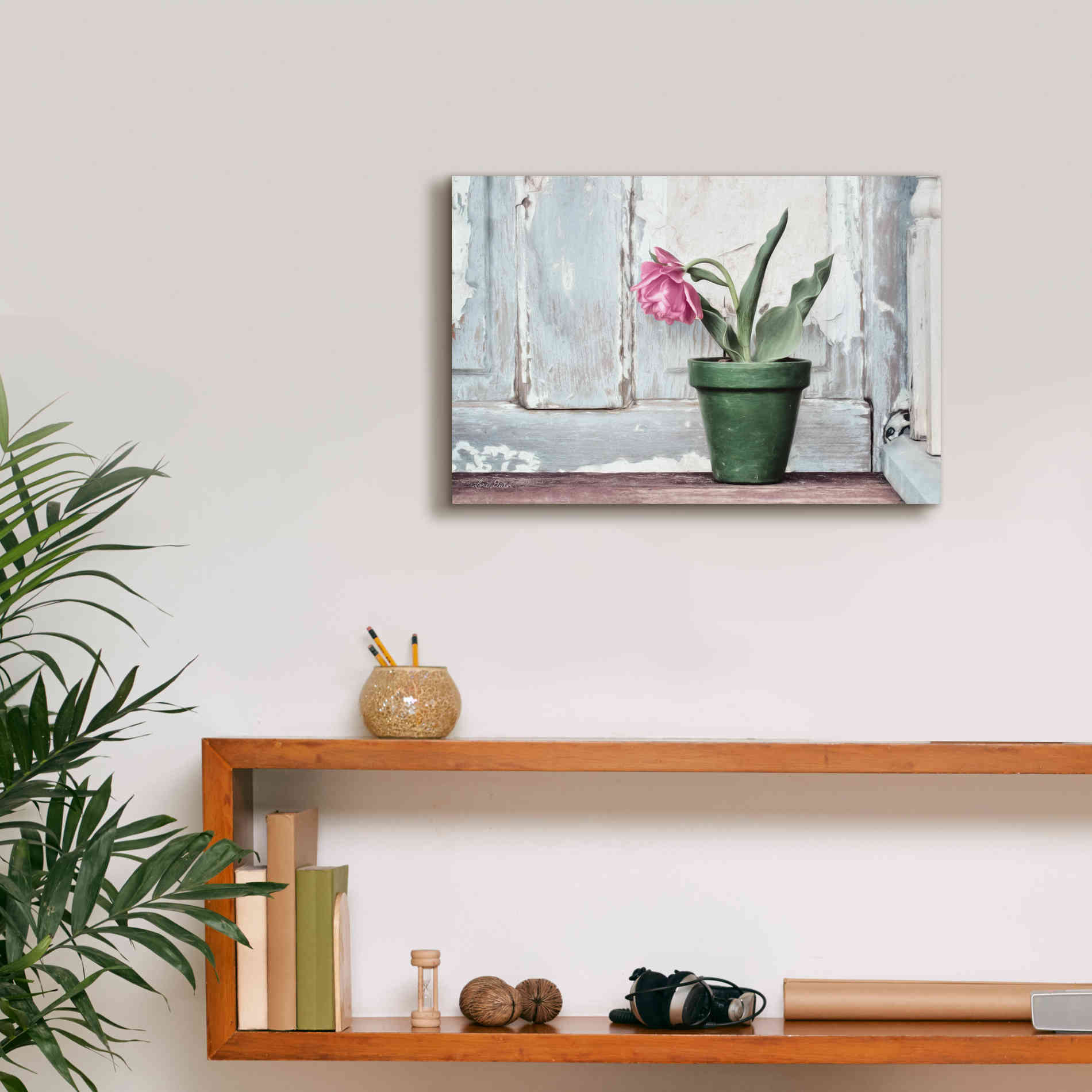 'Take a Bow Tulip' by Lori Deiter, Canvas Wall Art,18 x 12