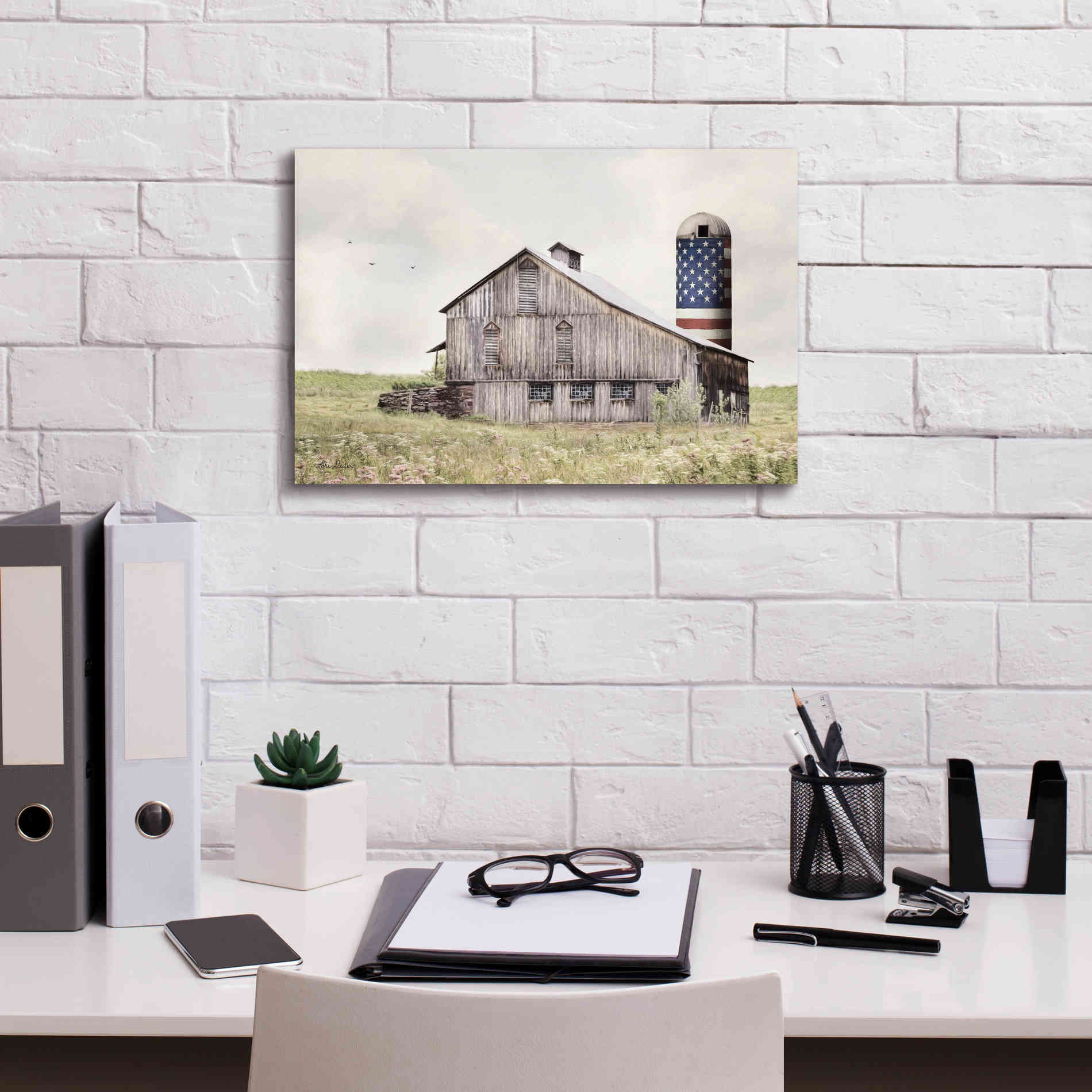 'One Land, One Flag' by Lori Deiter, Canvas Wall Art,18 x 12