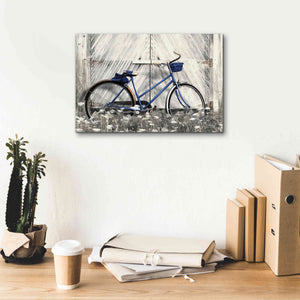 'Blue Bike at Barn' by Lori Deiter, Canvas Wall Art,18 x 12