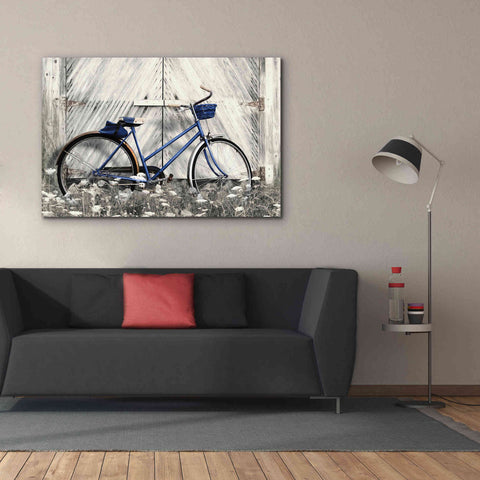 Image of 'Blue Bike at Barn' by Lori Deiter, Canvas Wall Art,60 x 40