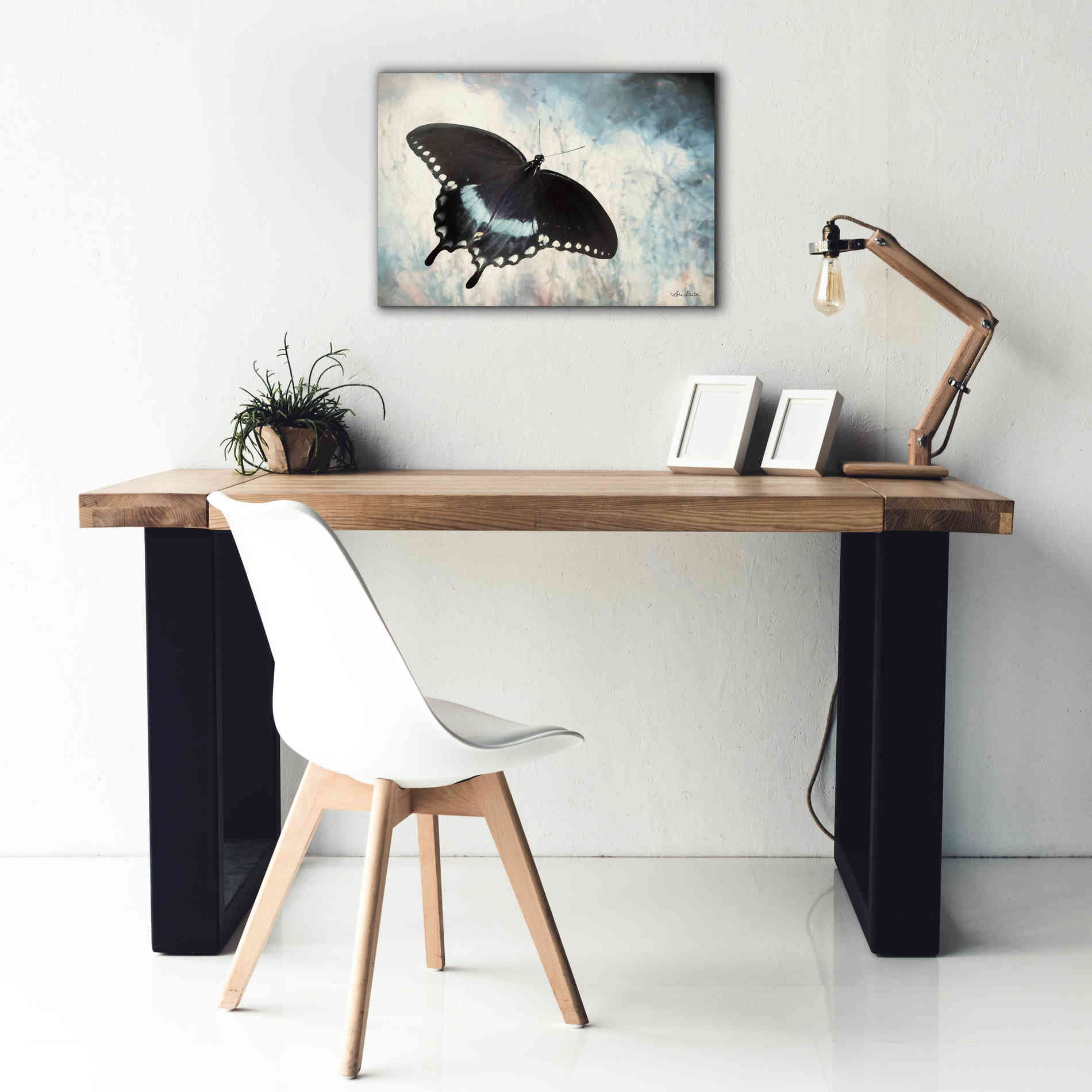 'Teal Butterfly I' by Lori Deiter, Canvas Wall Art,26 x 18