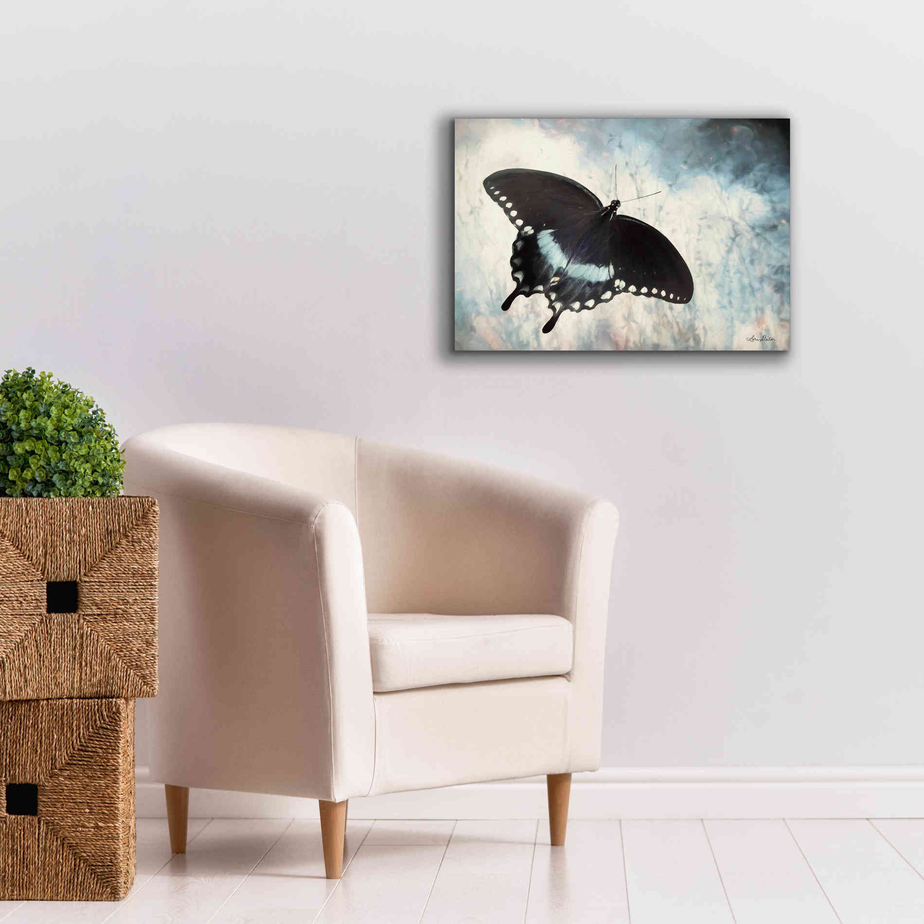 'Teal Butterfly I' by Lori Deiter, Canvas Wall Art,26 x 18