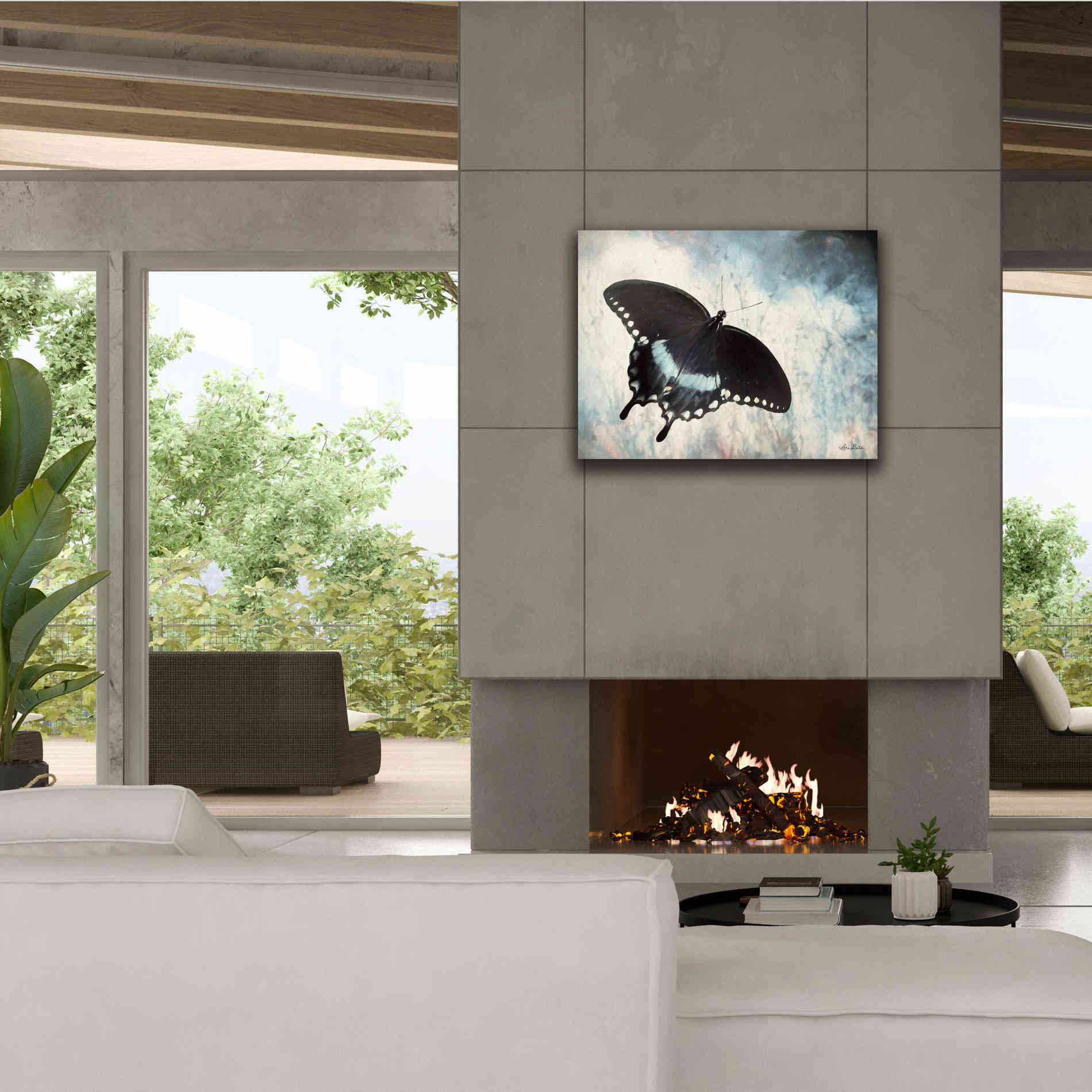 'Teal Butterfly I' by Lori Deiter, Canvas Wall Art,34 x 26