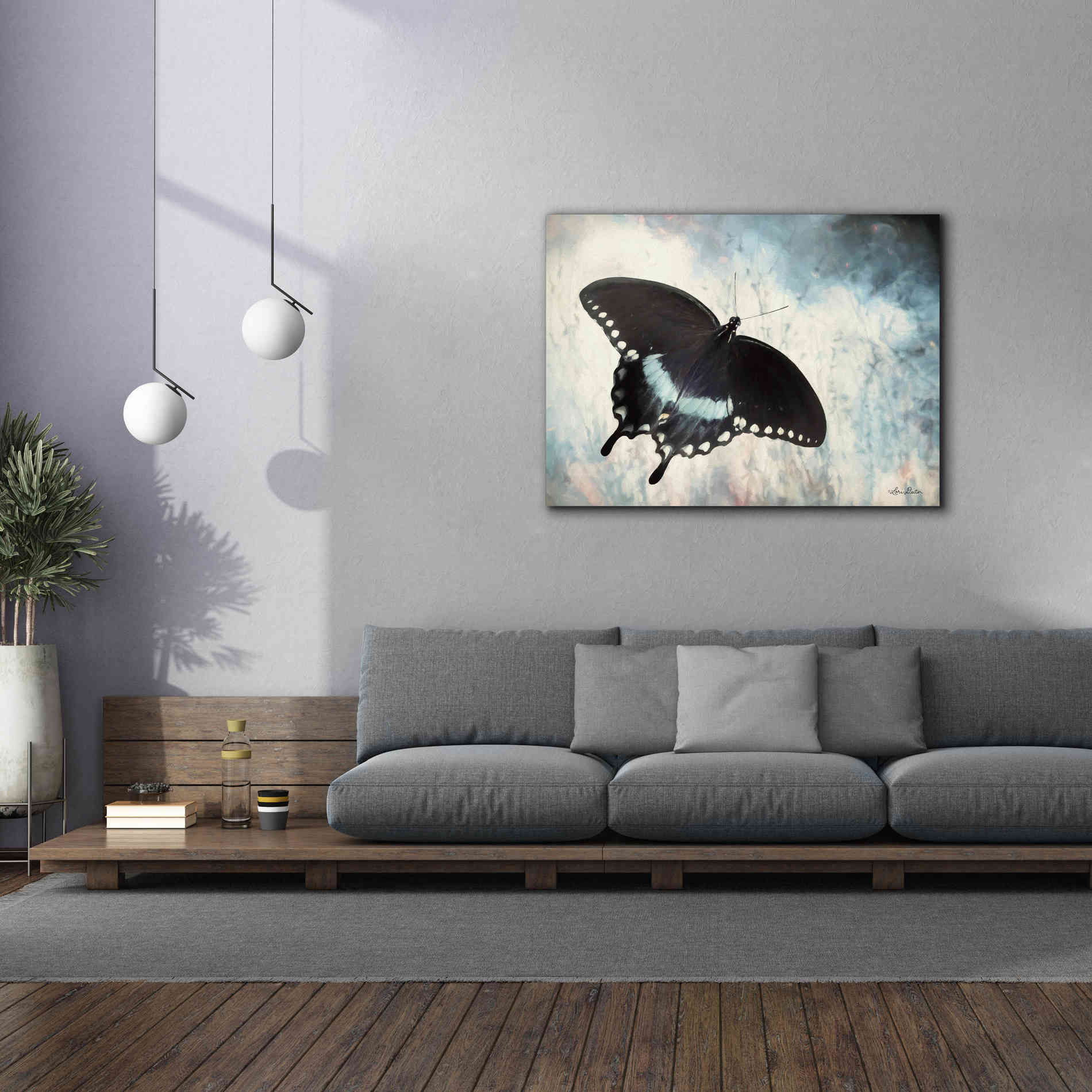 'Teal Butterfly I' by Lori Deiter, Canvas Wall Art,54 x 40
