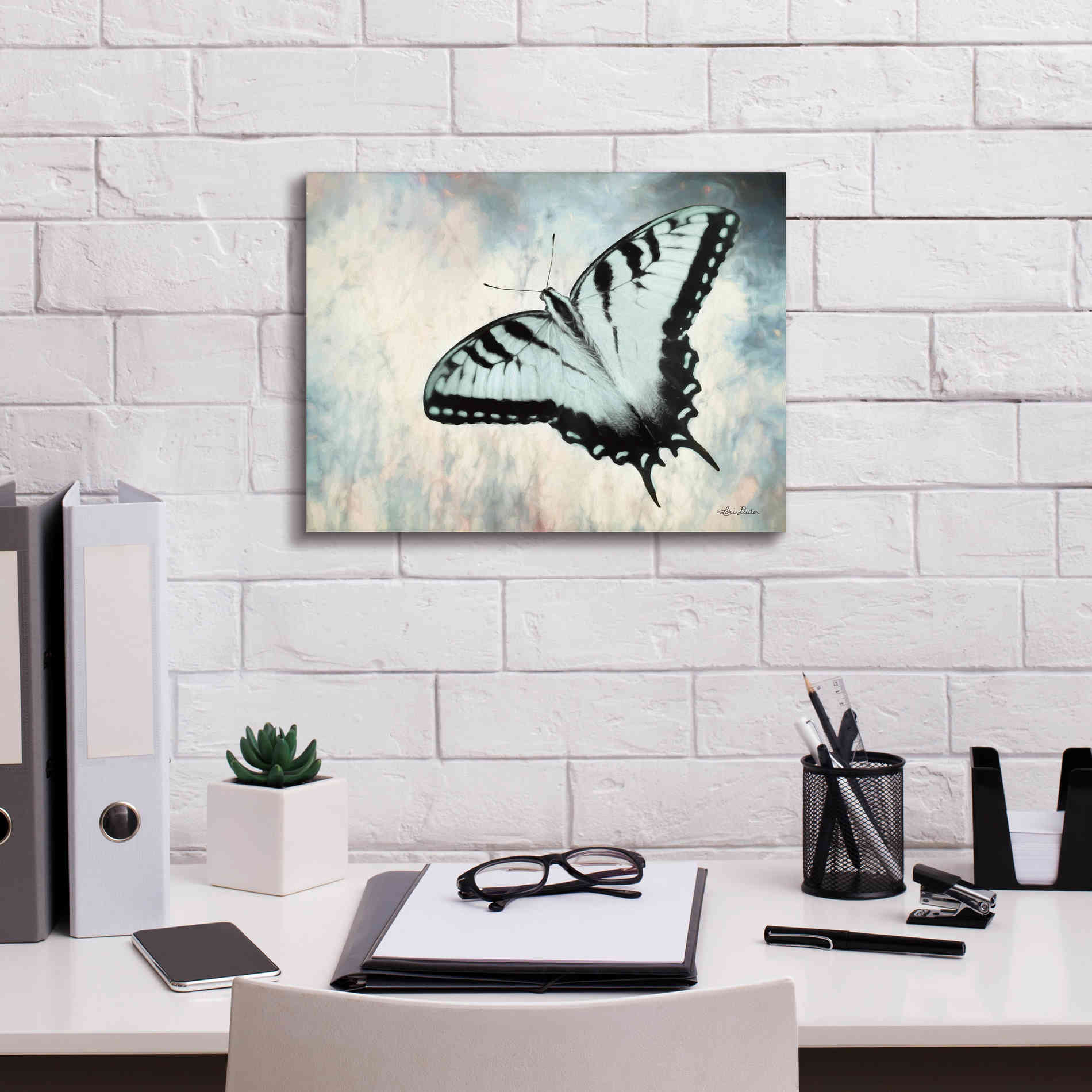 'Teal Butterfly II' by Lori Deiter, Canvas Wall Art,16 x 12
