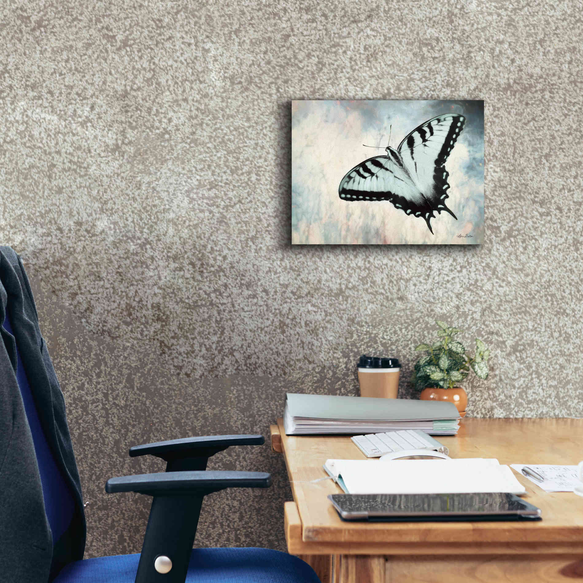 'Teal Butterfly II' by Lori Deiter, Canvas Wall Art,16 x 12