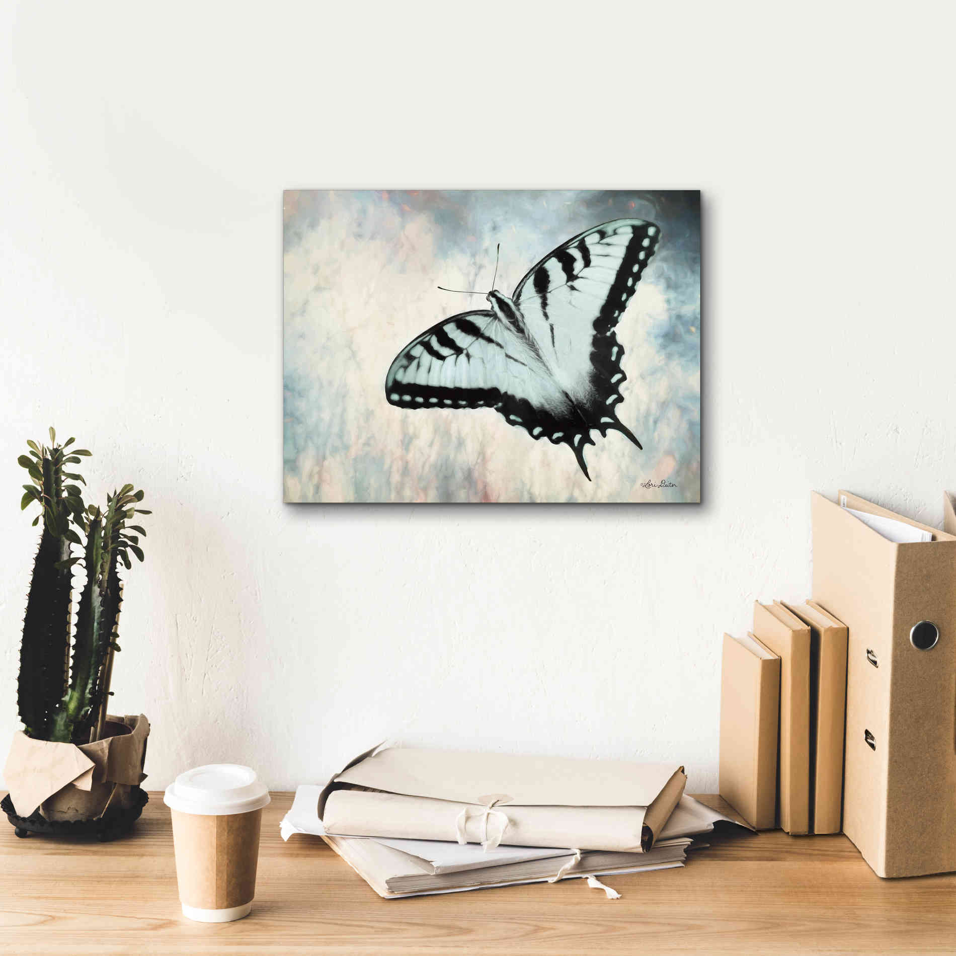 'Teal Butterfly II' by Lori Deiter, Canvas Wall Art,16 x 12