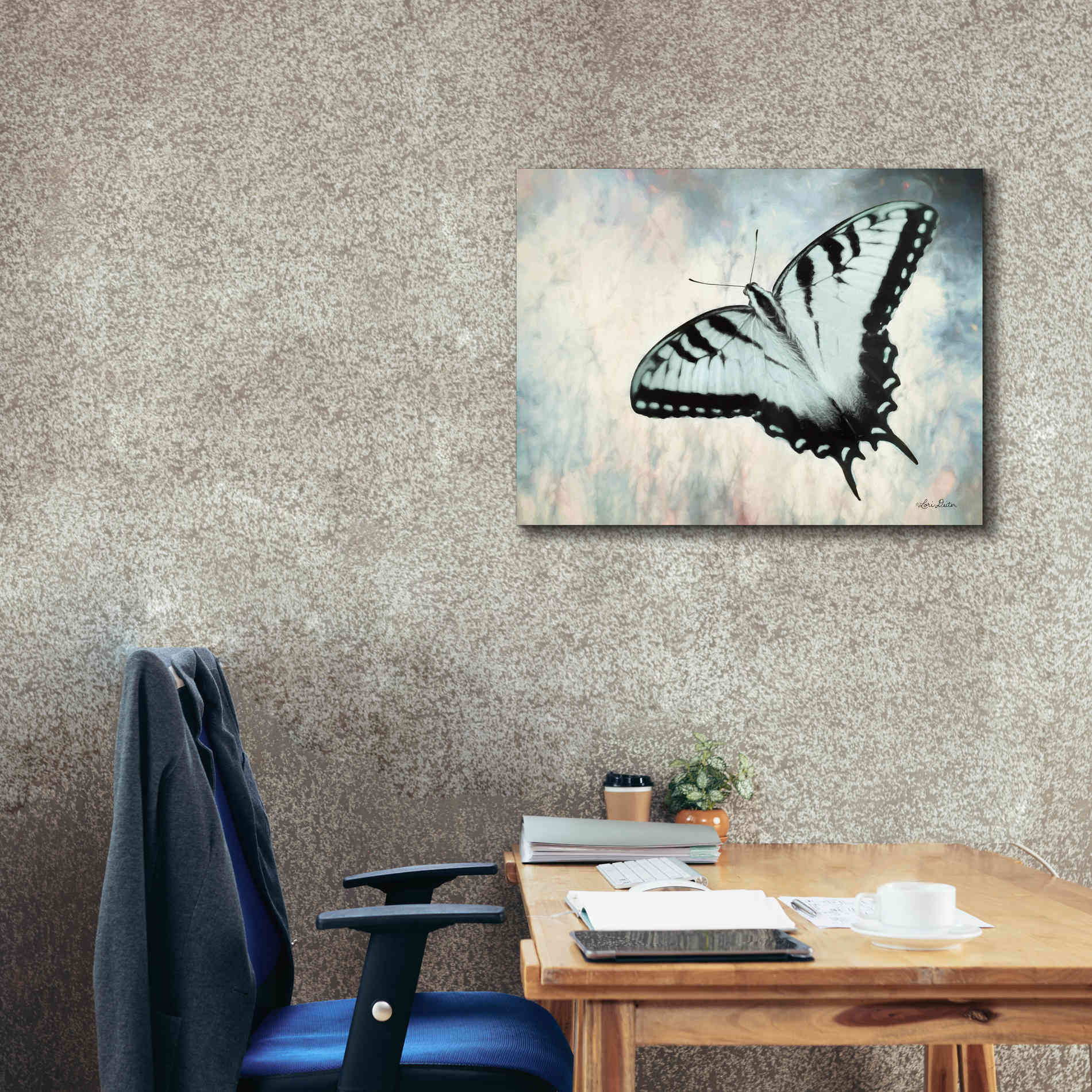 'Teal Butterfly II' by Lori Deiter, Canvas Wall Art,34 x 26