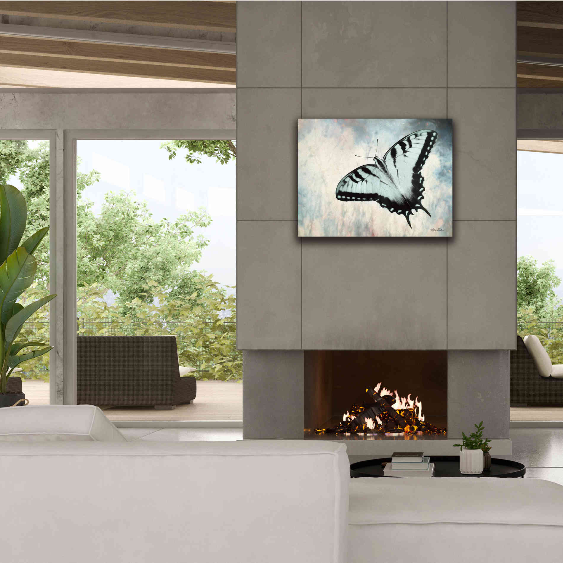 'Teal Butterfly II' by Lori Deiter, Canvas Wall Art,34 x 26