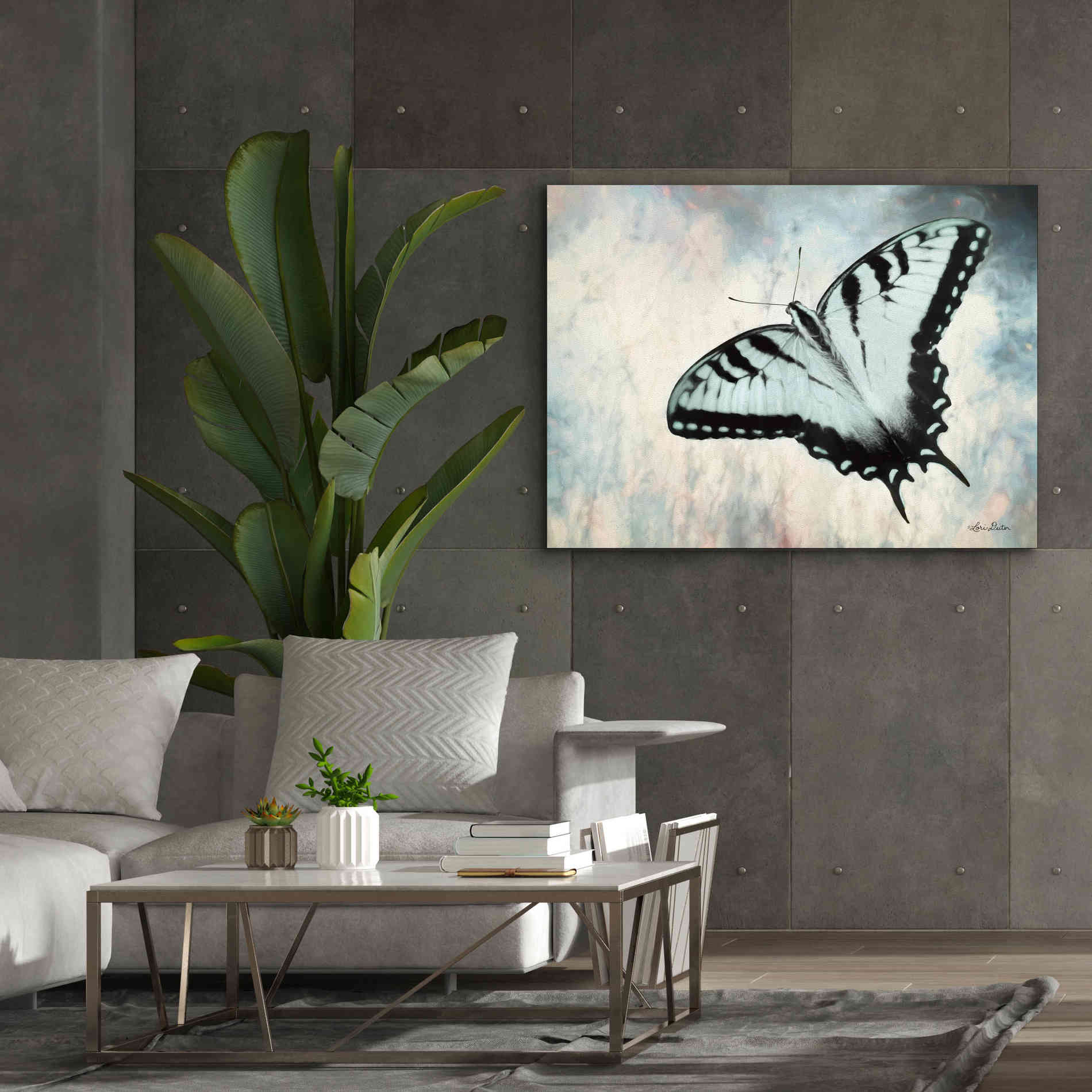 'Teal Butterfly II' by Lori Deiter, Canvas Wall Art,54 x 40