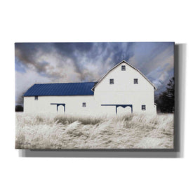 'Blue Trimmed Barn' by Lori Deiter, Canvas Wall Art