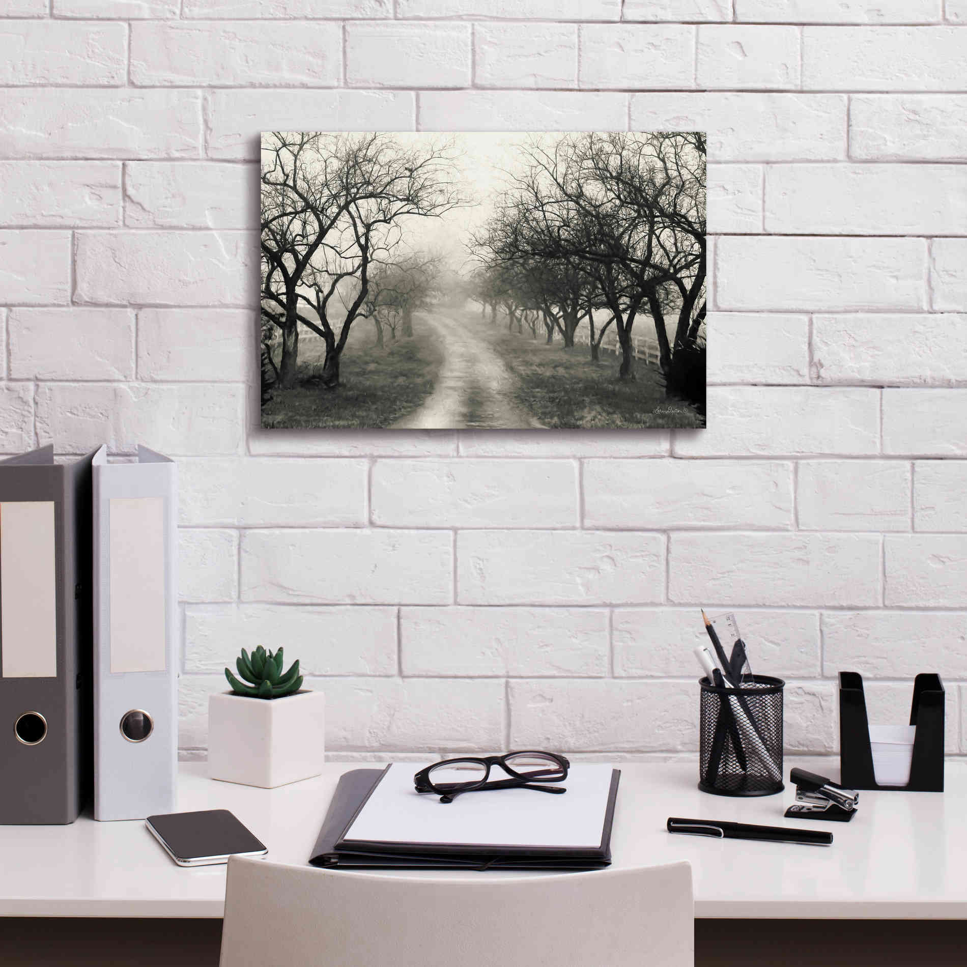'Foggy Lane' by Lori Deiter, Canvas Wall Art,18 x 12