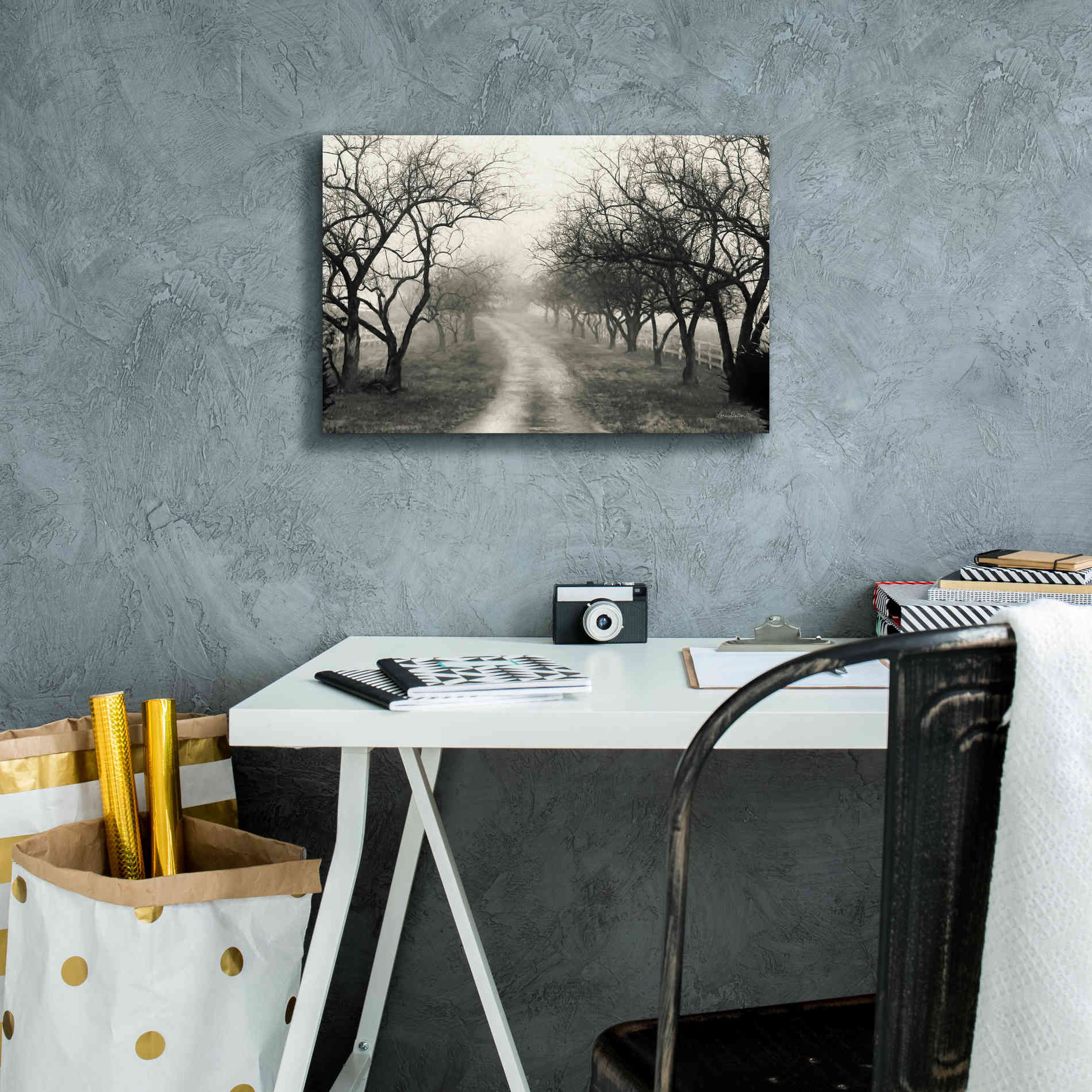 'Foggy Lane' by Lori Deiter, Canvas Wall Art,18 x 12