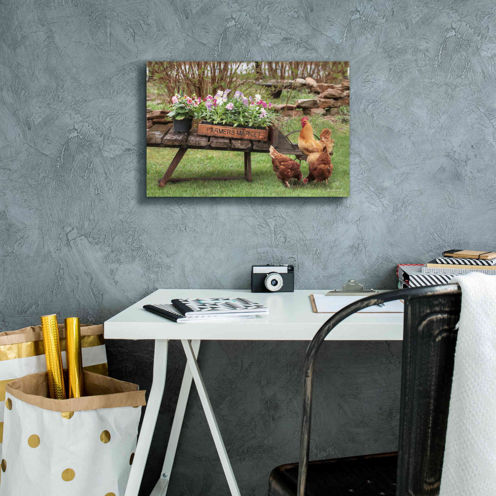 'Farmer's Flower Cart' by Lori Deiter, Canvas Wall Art,18 x 12