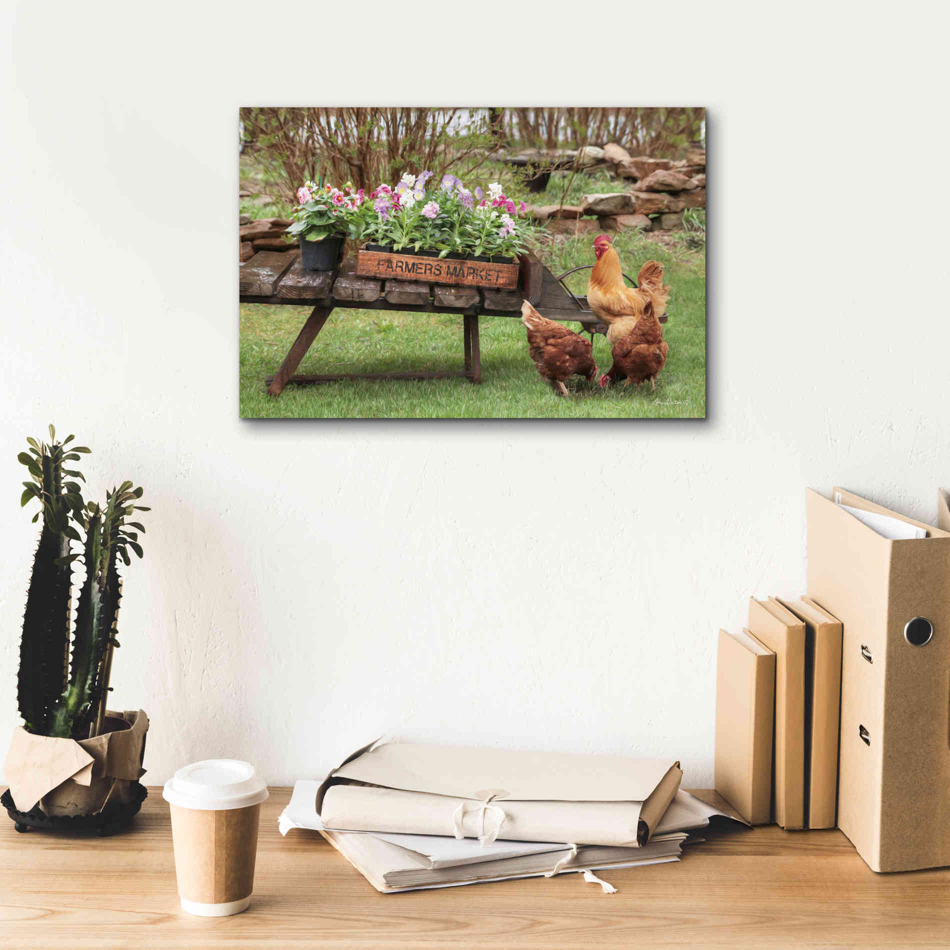 'Farmer's Flower Cart' by Lori Deiter, Canvas Wall Art,18 x 12