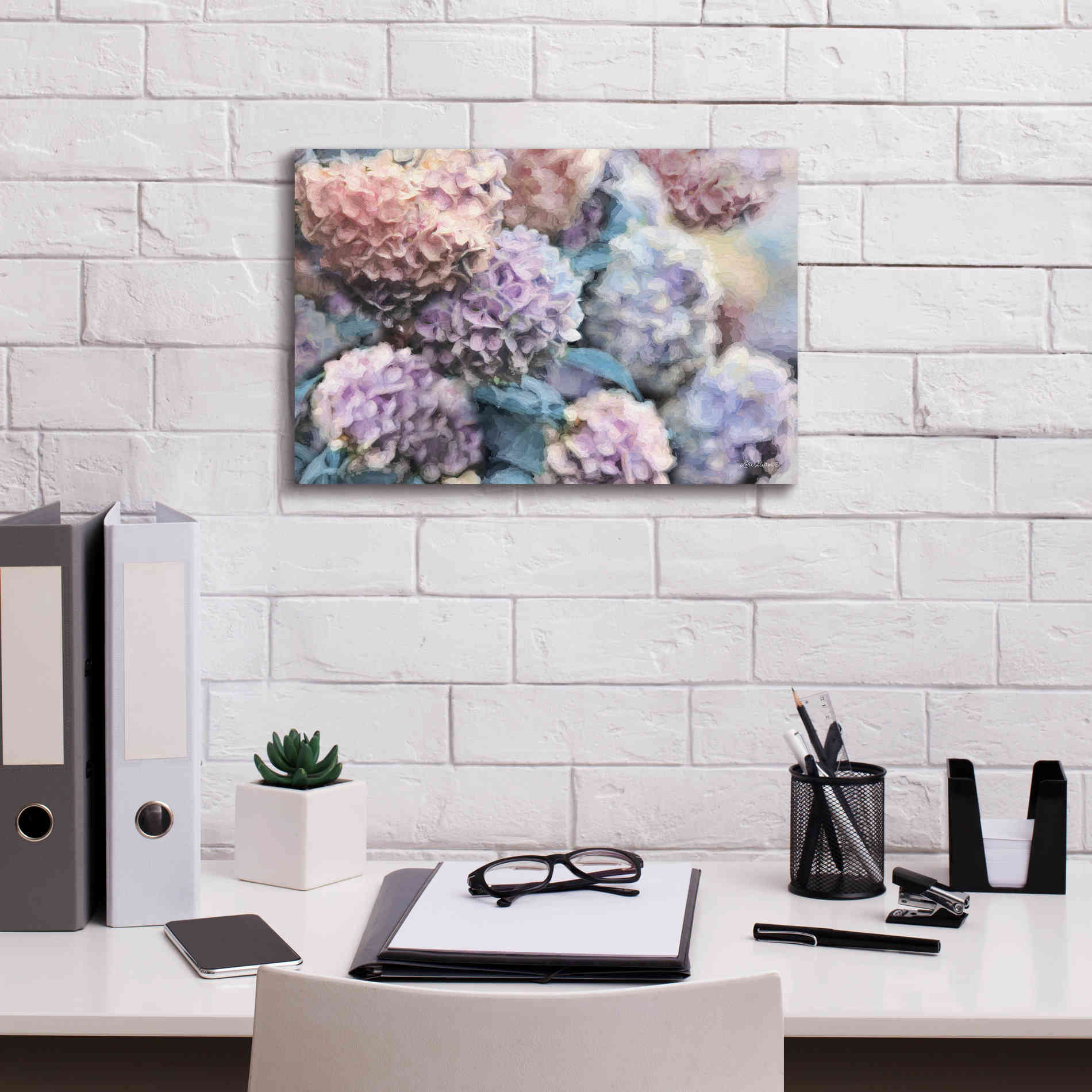 'Hydrangeas Abstract' by Lori Deiter, Canvas Wall Art,18 x 12