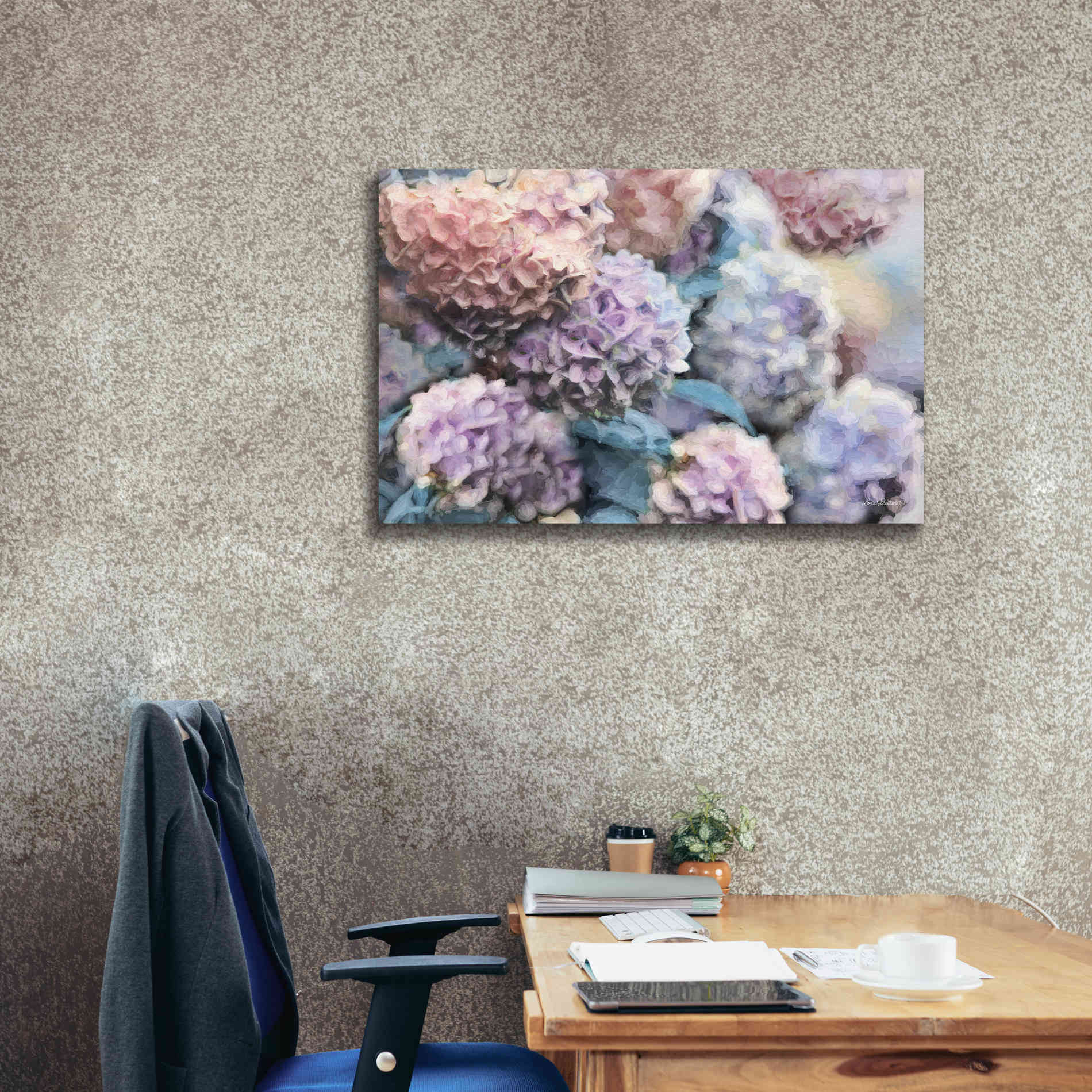 'Hydrangeas Abstract' by Lori Deiter, Canvas Wall Art,40 x 26