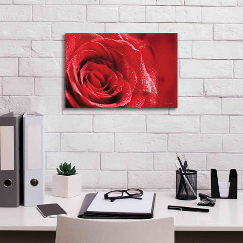 Image of 'Red Rose After Rain' by Lori Deiter, Canvas Wall Art,18 x 12