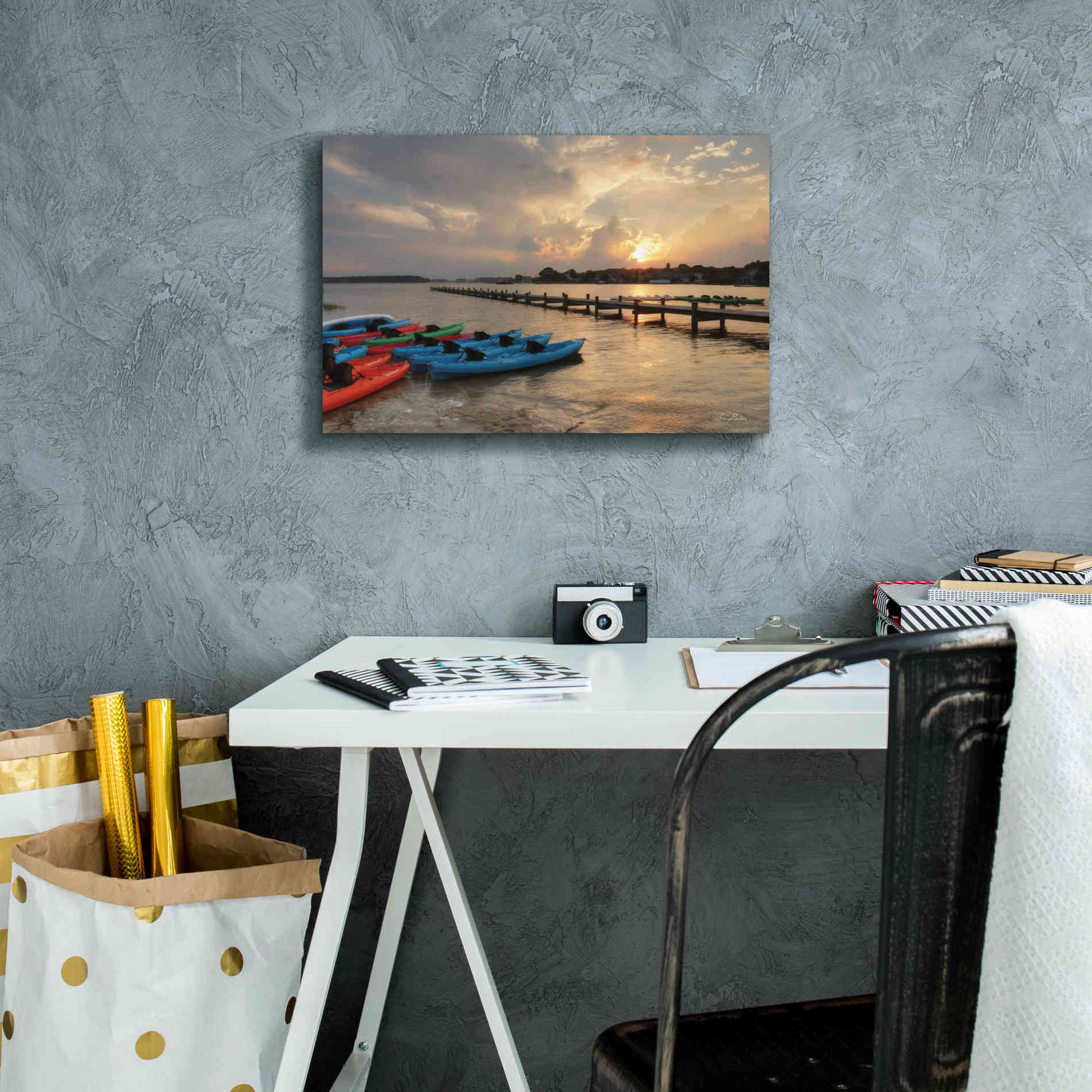 'Bayside Dock' by Lori Deiter, Canvas Wall Art,18 x 12