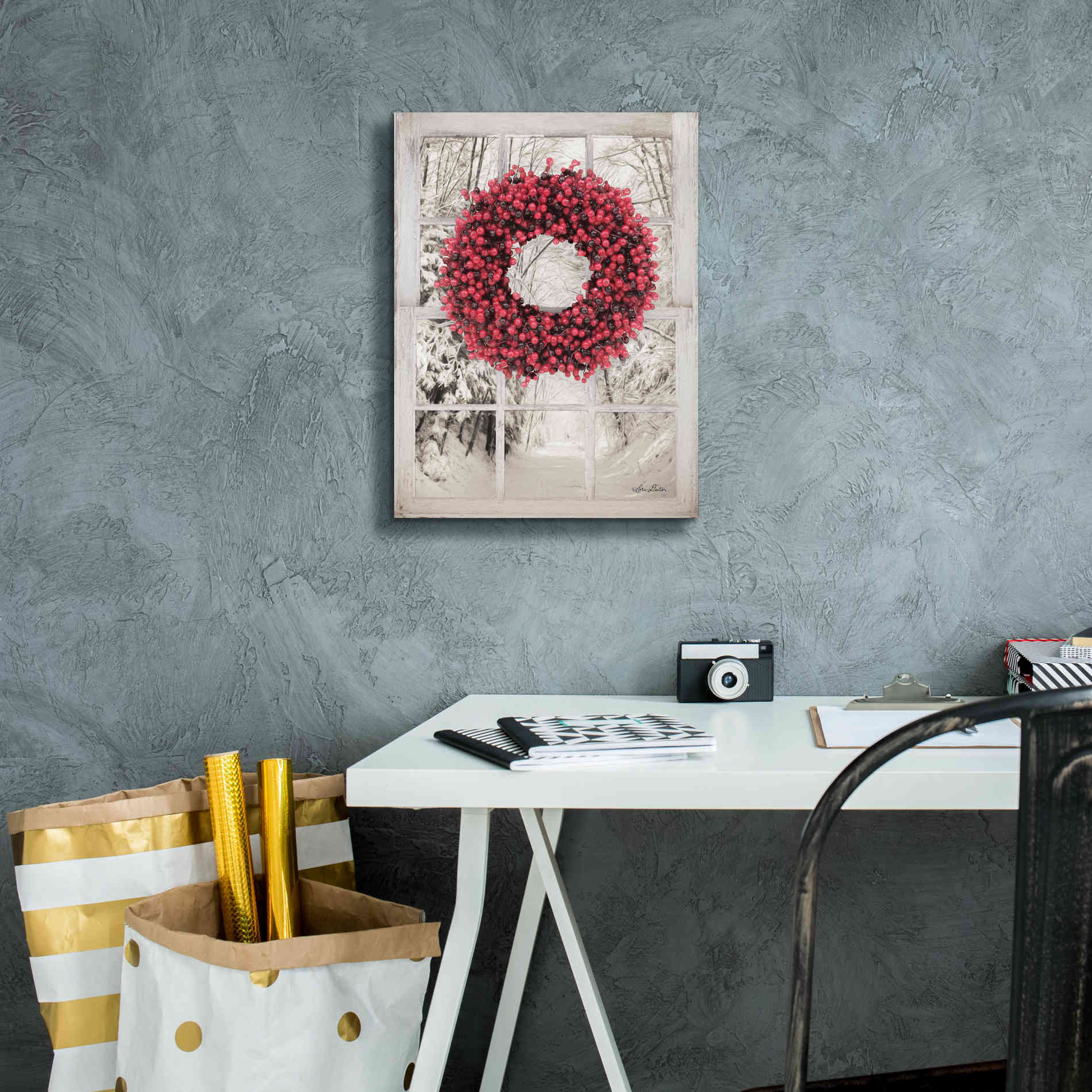 'Beaded Wreath View II' by Lori Deiter, Canvas Wall Art,12 x 16