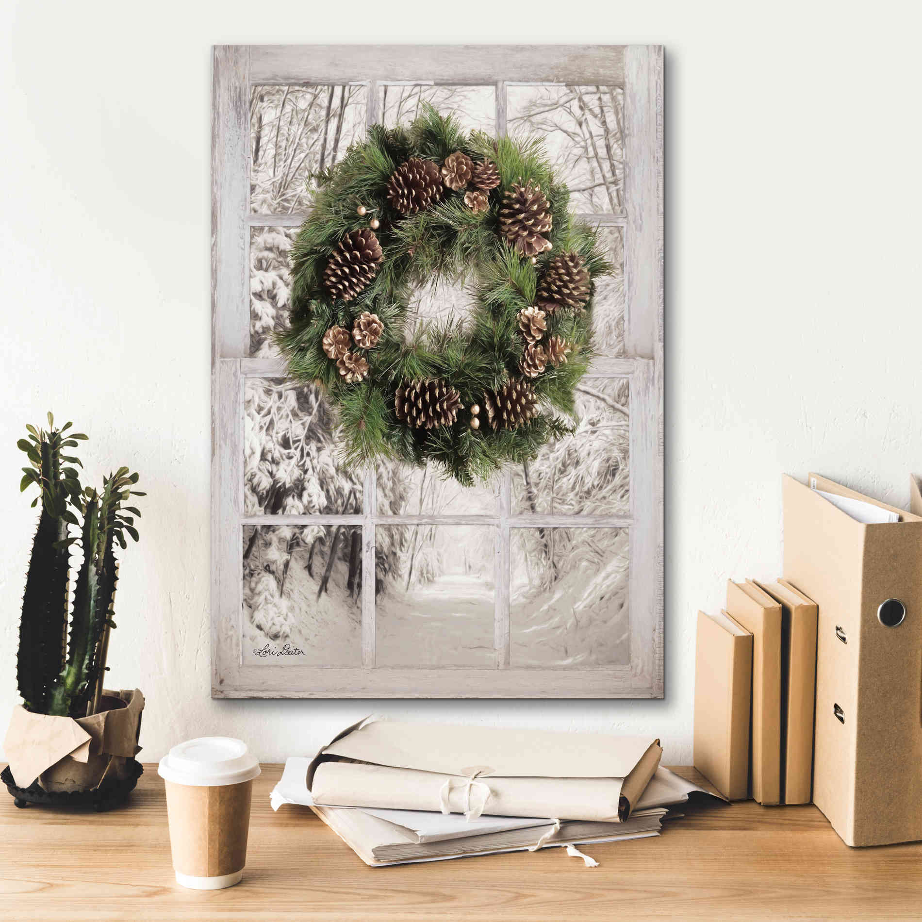 'Pine Tree Window View' by Lori Deiter, Canvas Wall Art,18 x 26