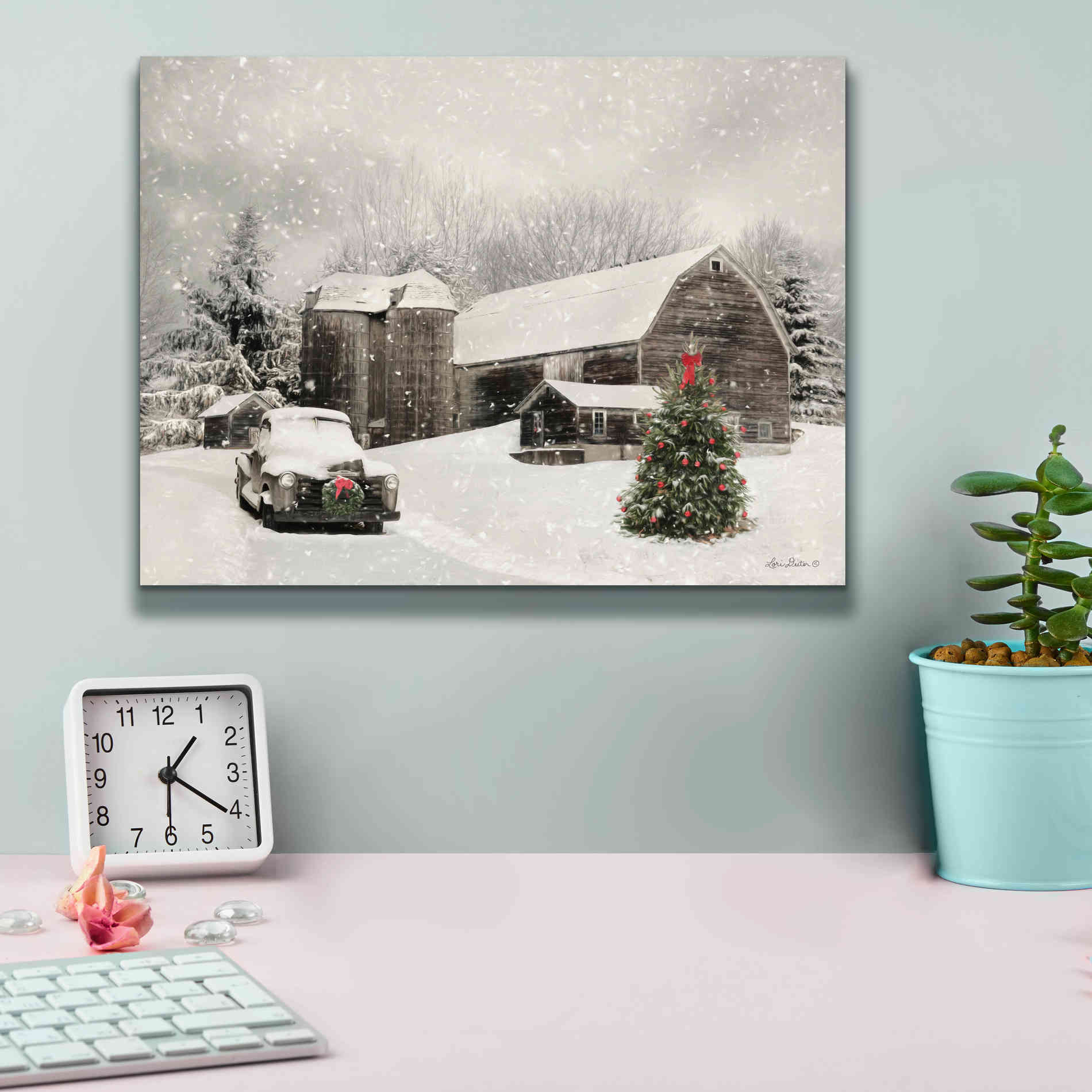 'Farmhouse Christmas' by Lori Deiter, Canvas Wall Art,16 x 12